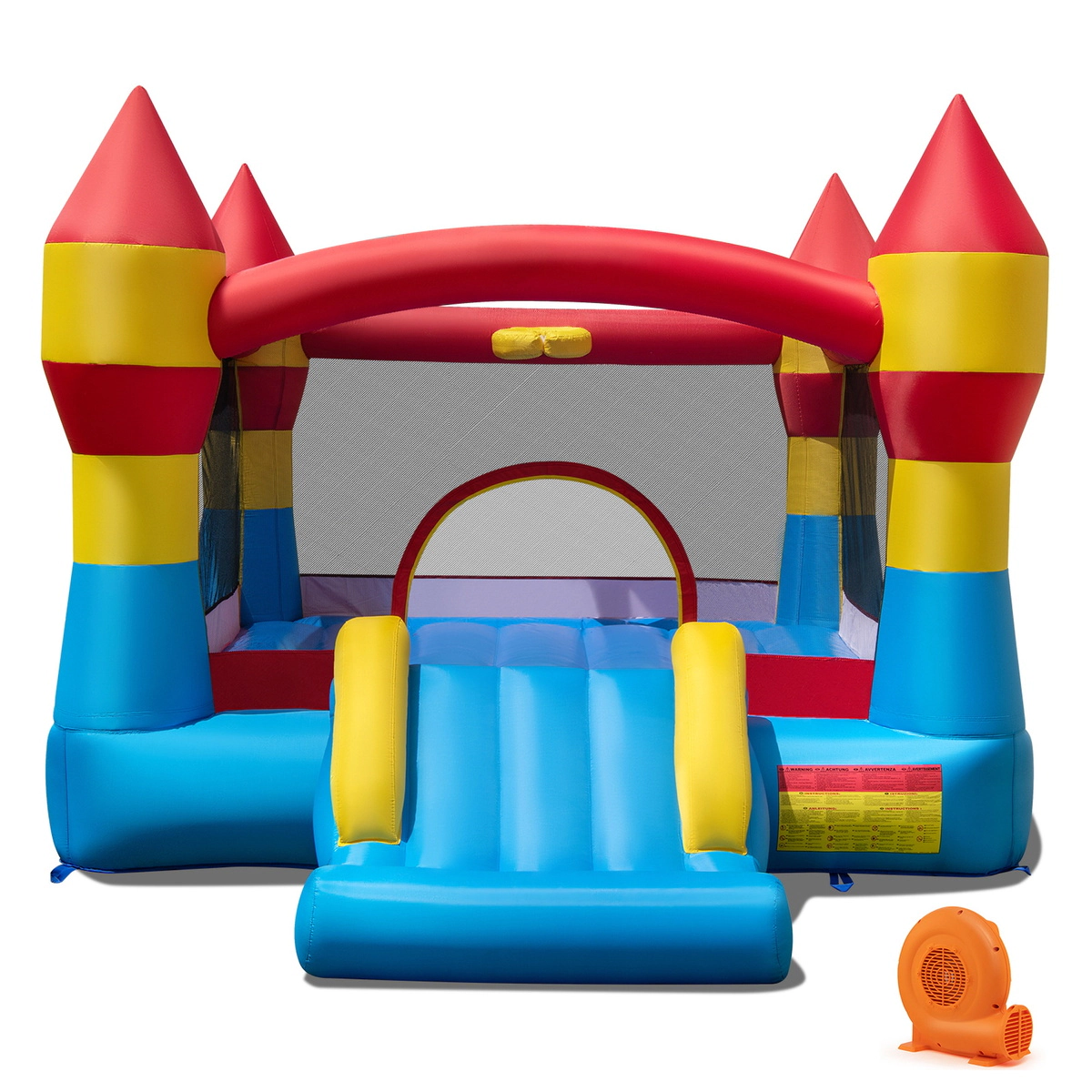 SUGIFT Slide Basketball Hoop and 520W Blower for Yard 3-in-1 Kids Bouncer