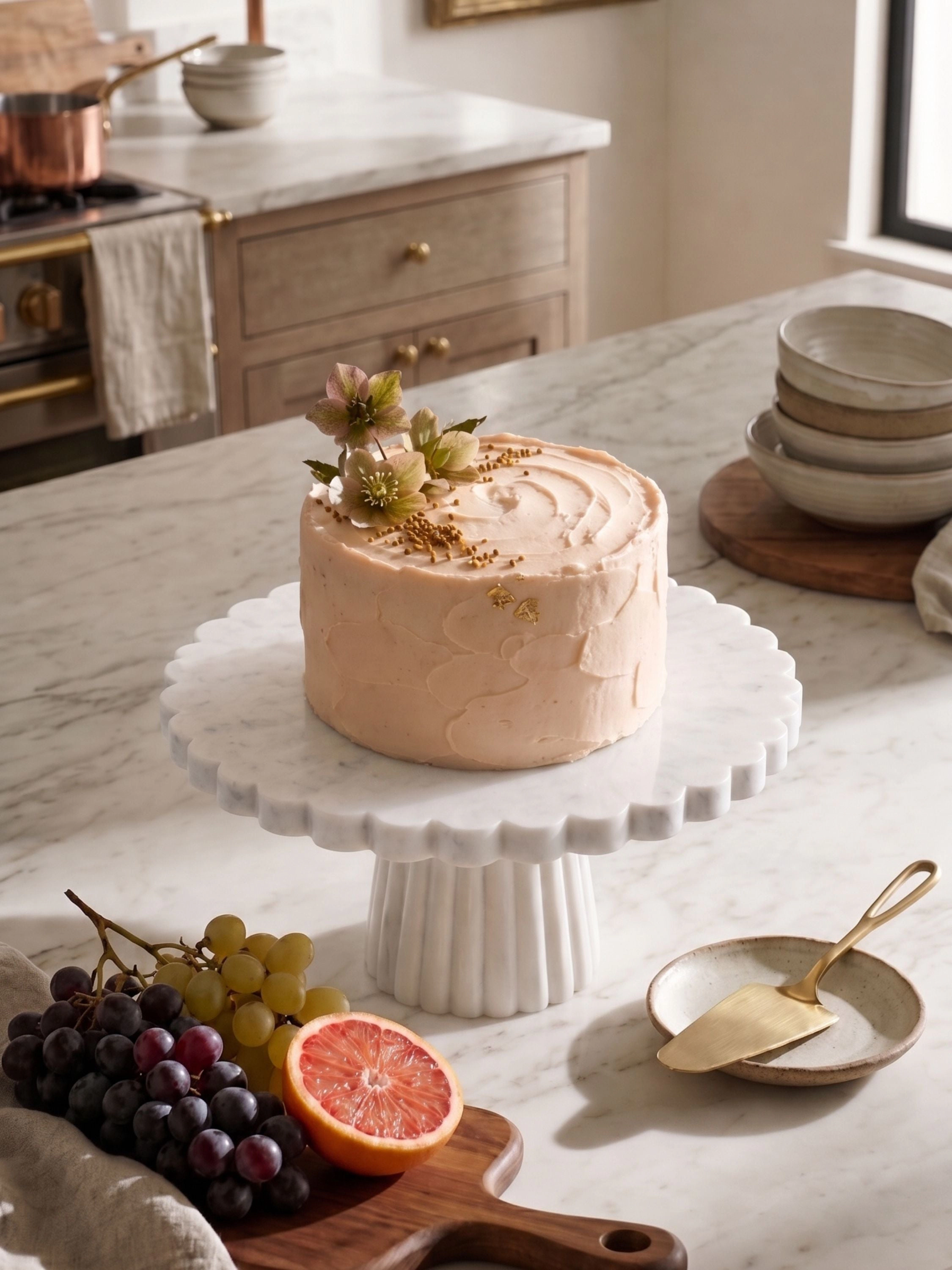 GAURI KOHLI Bobby White Marble Cake Stand