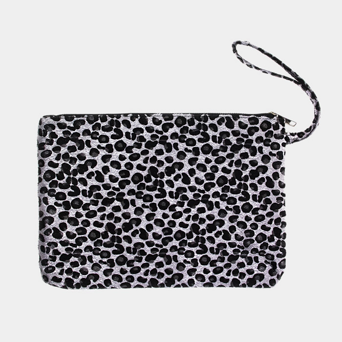 FASHNZFAB Leopard Print Large Pouch Clutch Bag