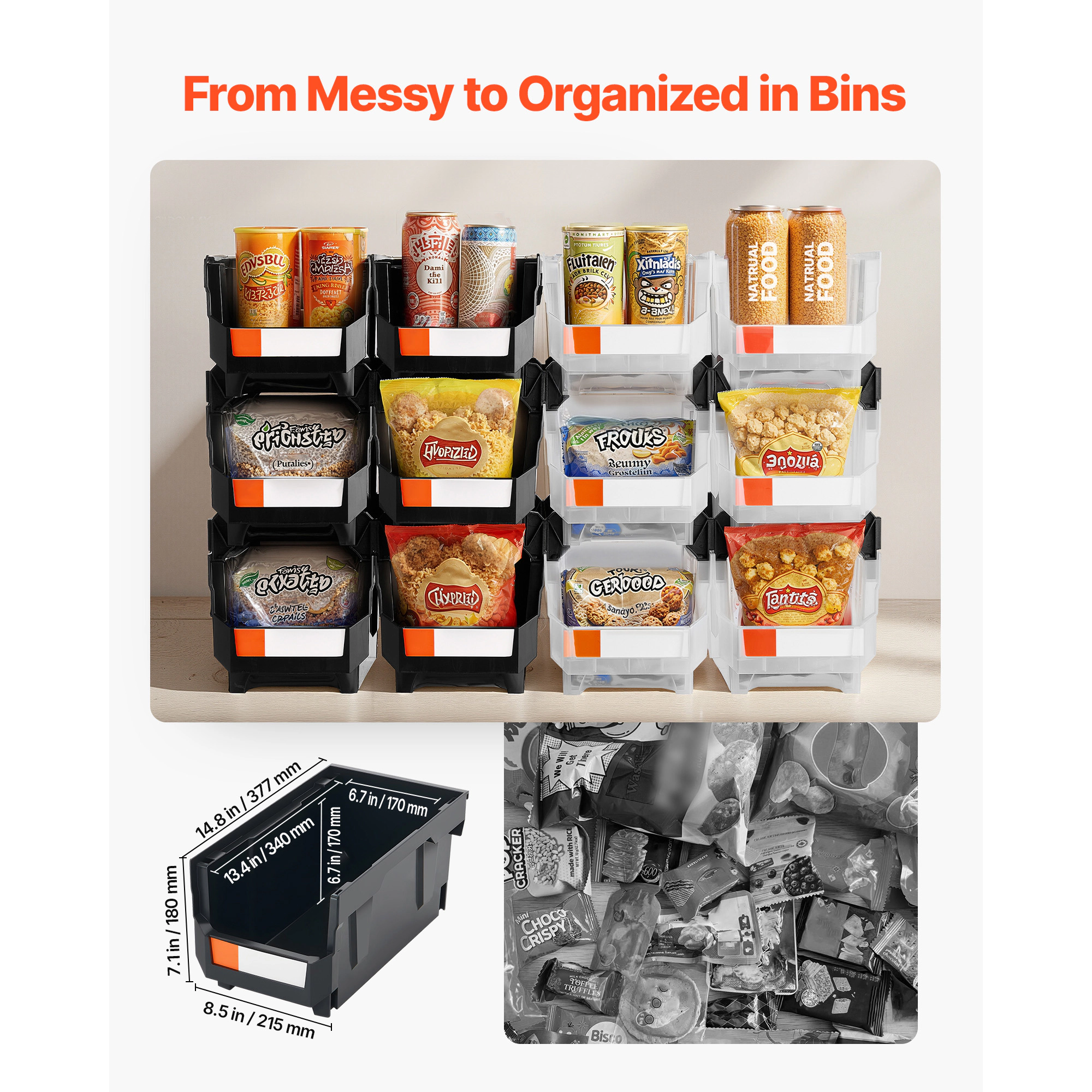 HONGGE Plastic Stackable Storage Bins Plastic Containers for Organizing Storage Bins for Closet Garage Small Parts