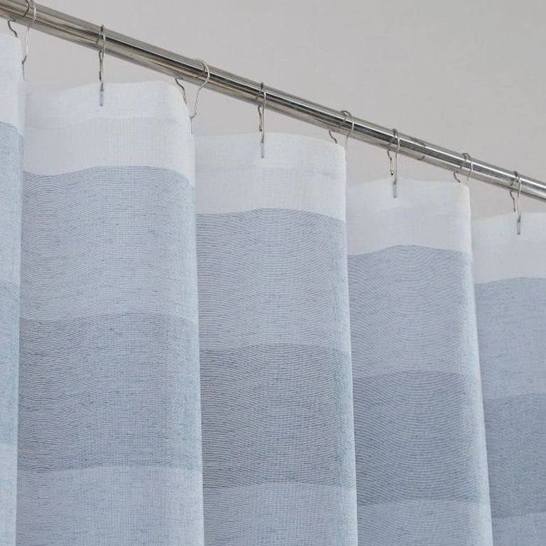 Dainty Home Chelsea Gradient Ombre Linen Look Fabric Textured Gradient Striped Designed Fabric Shower Curtain 70" x 72"