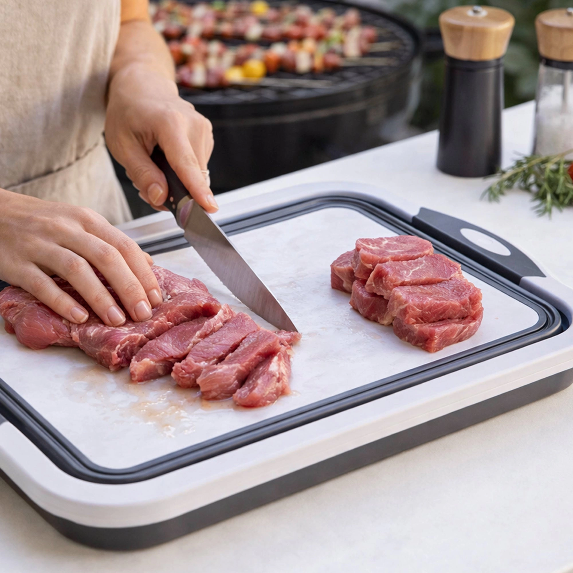 Cheer Collection Collapsible BBQ Prep Tub and Cutting Board 3 in 1 Travel
