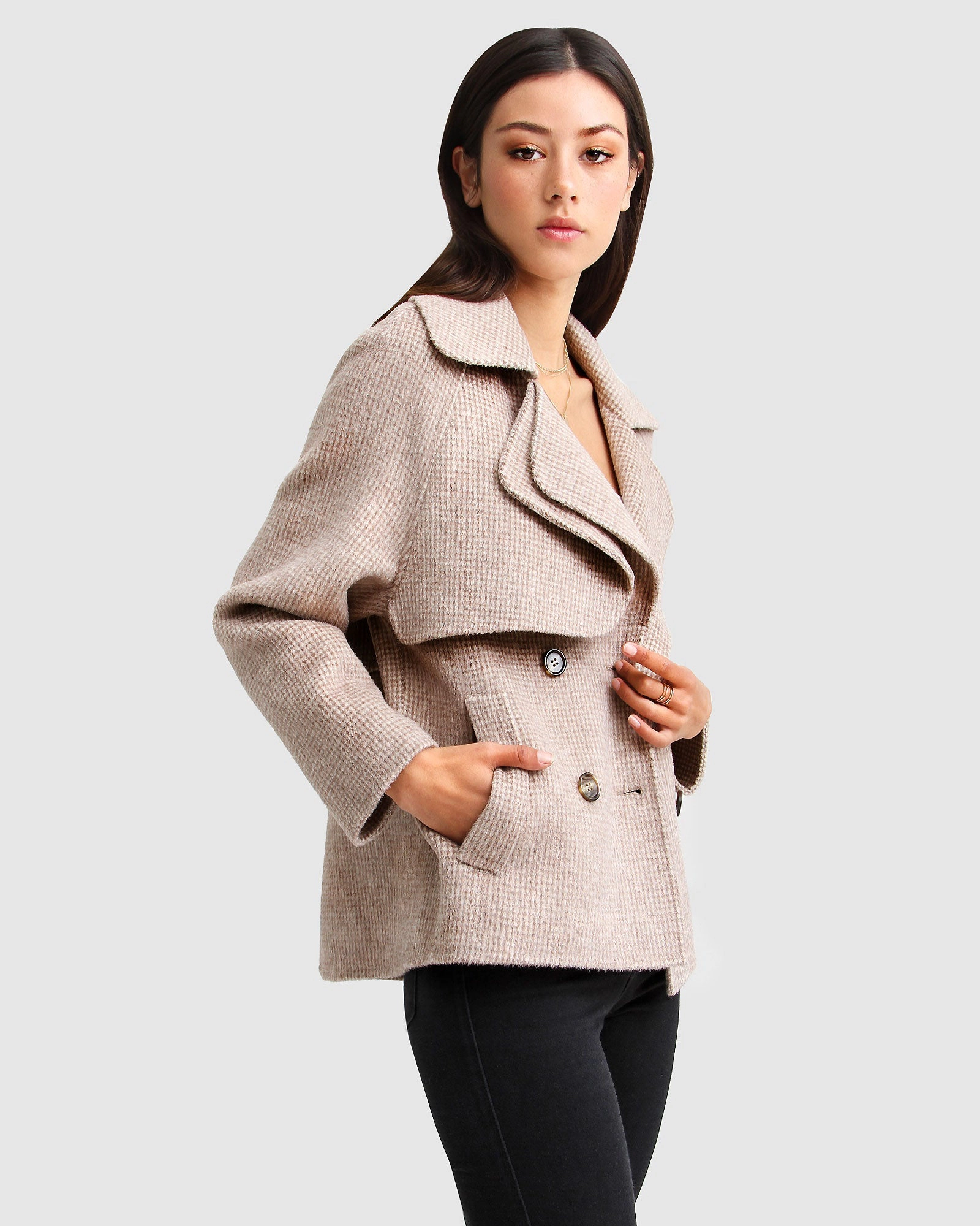 Belle & Bloom Womens I'm Yours Wool Blend Peacoat