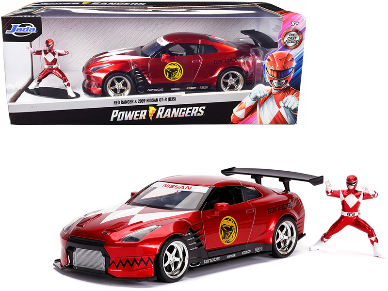 Jada 2009 Nissan GT-R (R35) Candy Red and Red Ranger Diecast Figurine "Power Rangers" 1/24 Diecast Model Car by Jada