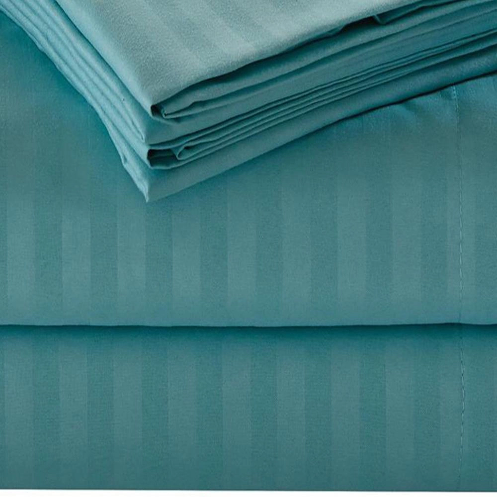Embossed 1800 Series Wrinkle Resistant Stripe All Season Bed Sheet Set Turquoise by Plazatex