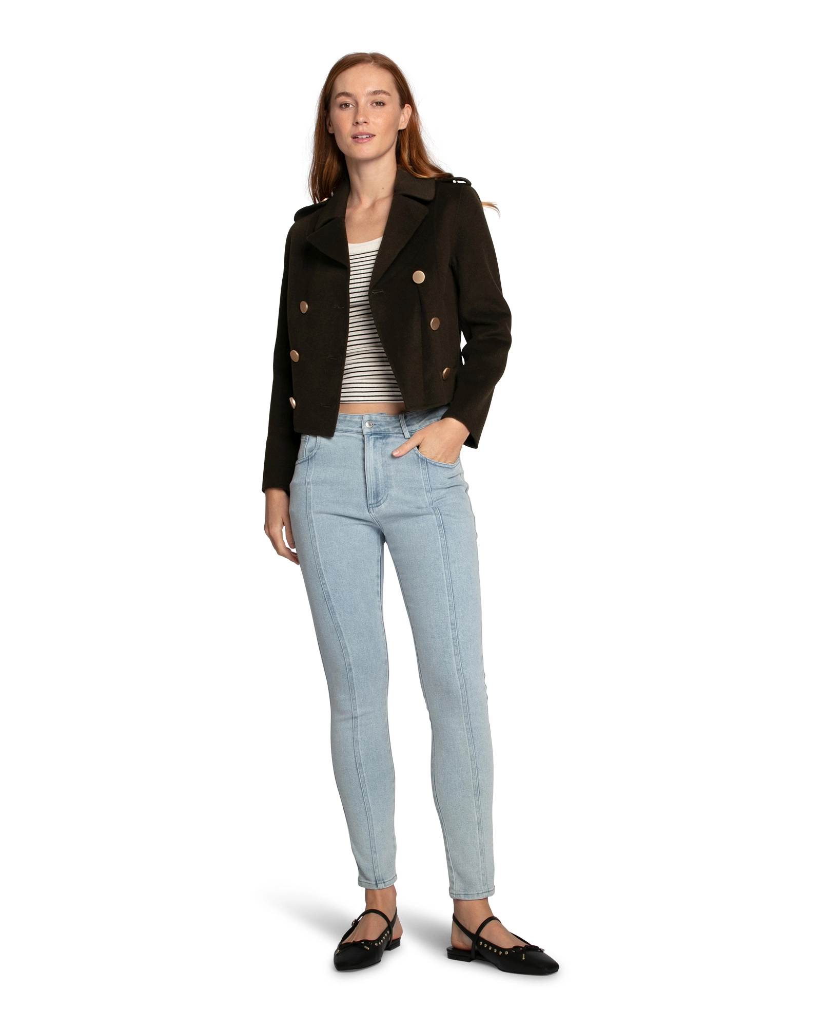 Belle & Bloom Womens Love Me Now Wool Blend Military Style Coat