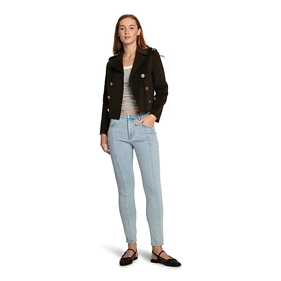 Belle & Bloom Womens Love Me Now Wool Blend Military Style Coat