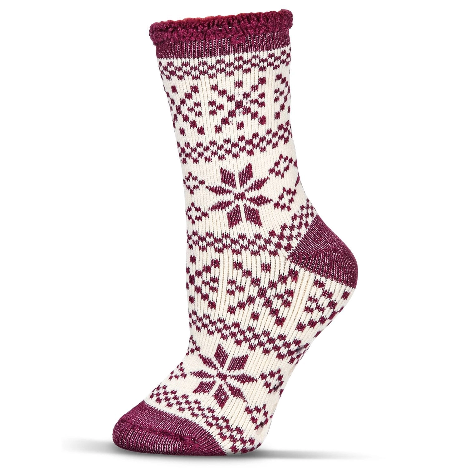 MeMoi Women's Snowflake Fairisle Cozy Warm Thermal Crew Socks