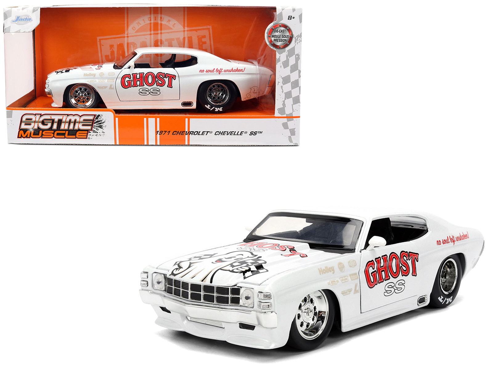 Jada 1971 Chevrolet Chevelle SS "Ghost SS" White with Graphics "Bigtime Muscle" Series 1/24 Diecast Model Car by Jada