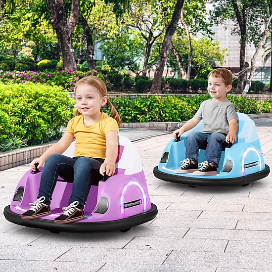 Costway 12V Electric 360° Spin Car Toy Ride on Bumper Car for Toddlers with Remote Control Purple