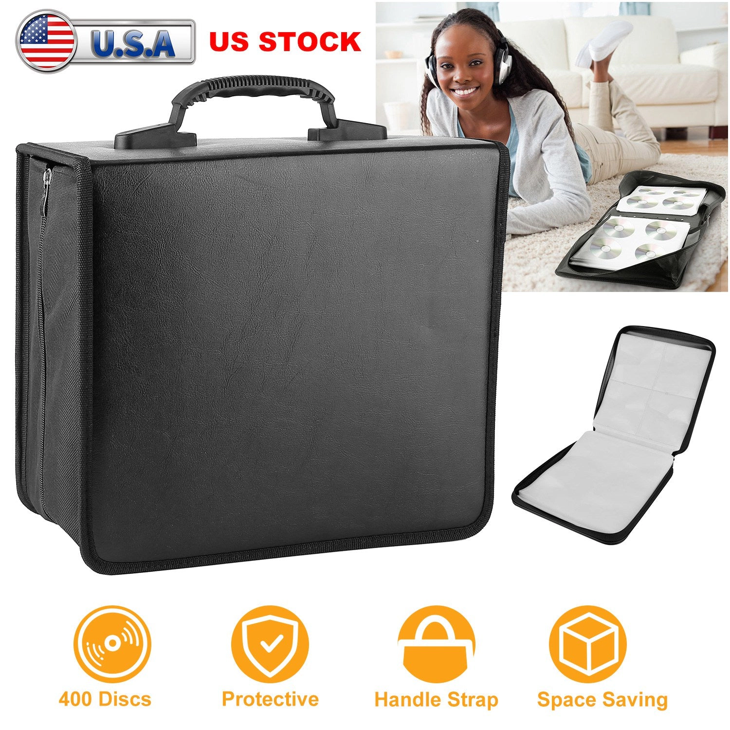 GBruno 400-Disc CD DVD Storage Case With Handle