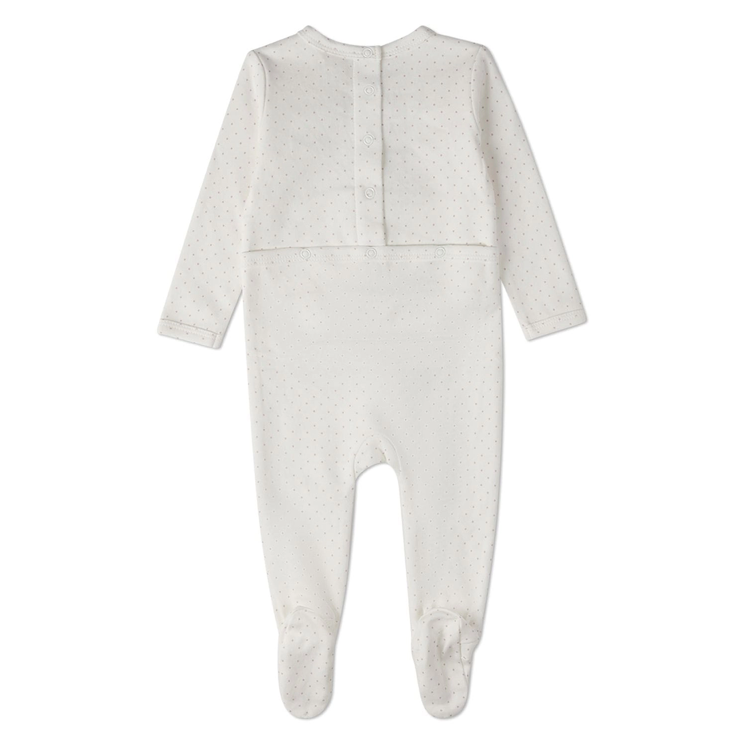 MeMoi Baby Girls "Put A Bow On It" 100% Cotton Embroidered Polka-Dot Footie