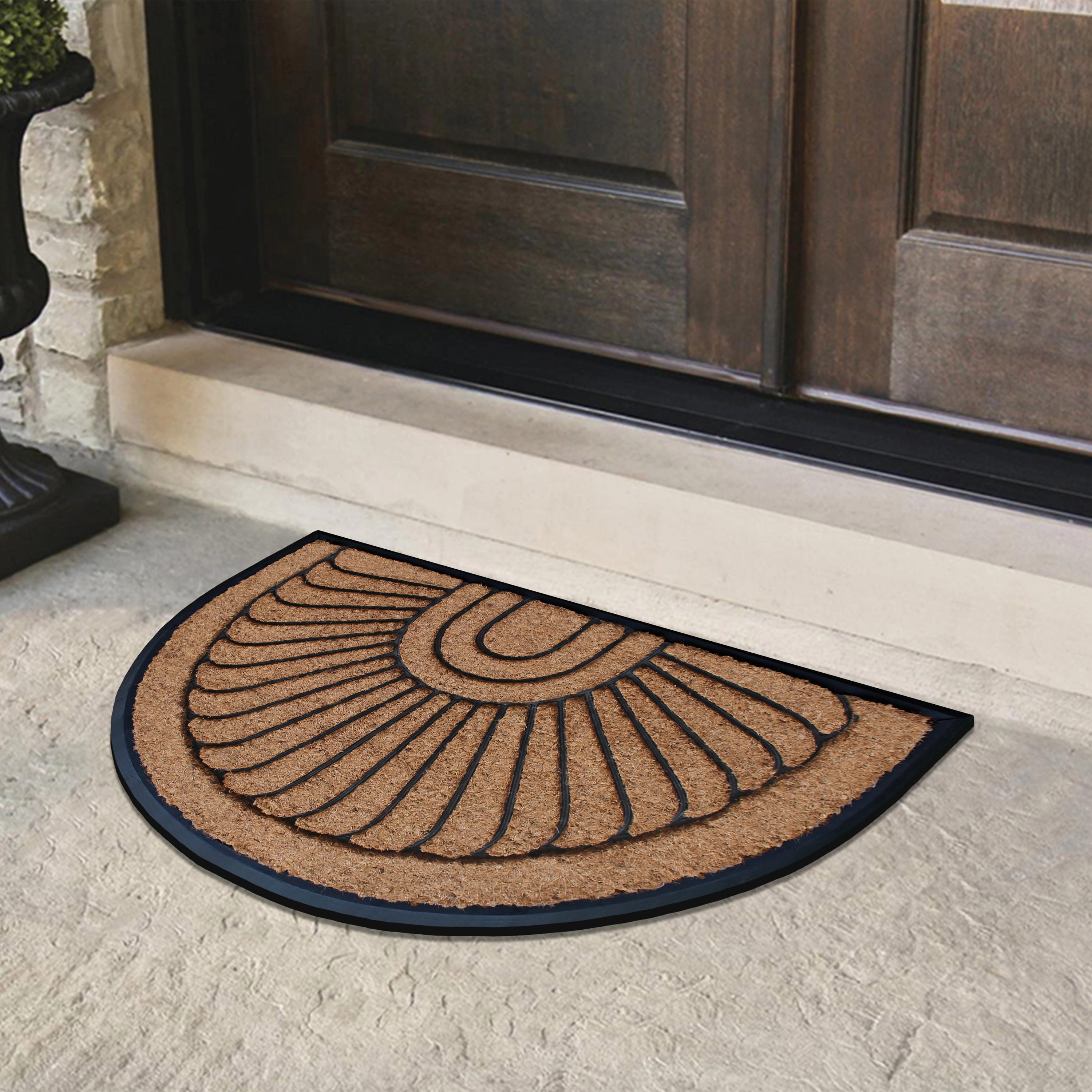 A1HC Coir and Rubber Door Mat 24x36 Inches Heavy Duty Durable Long-Lasting Sunburst Semicircle