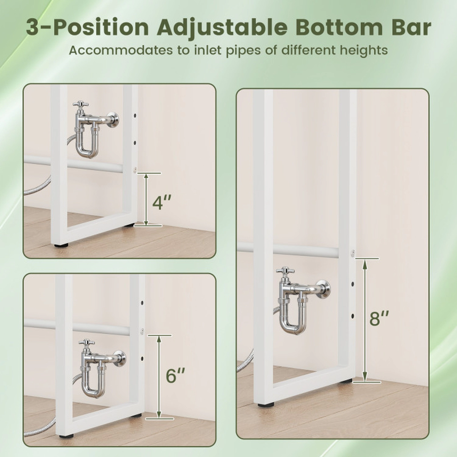 SUGIFT 3 Tier Over the Toilet Storage Rack White with Towel Holder and Adjustable Bar