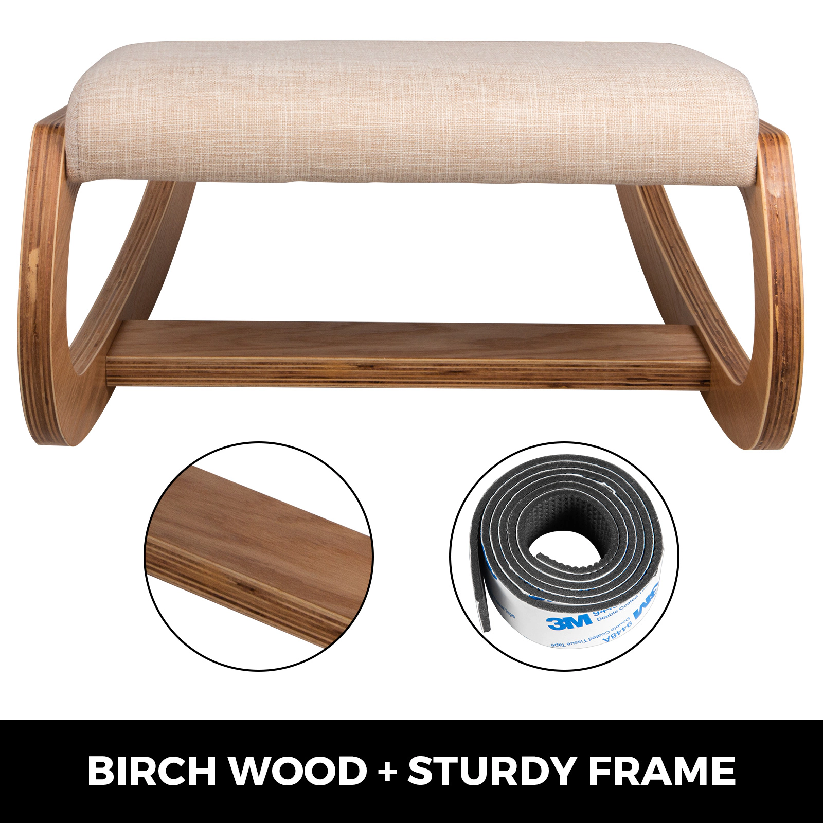 HONGGE Ergonomic Kneeling Chair for Posture Correction, Birch Wood Frame, 220 lbs Capacity, Home Office