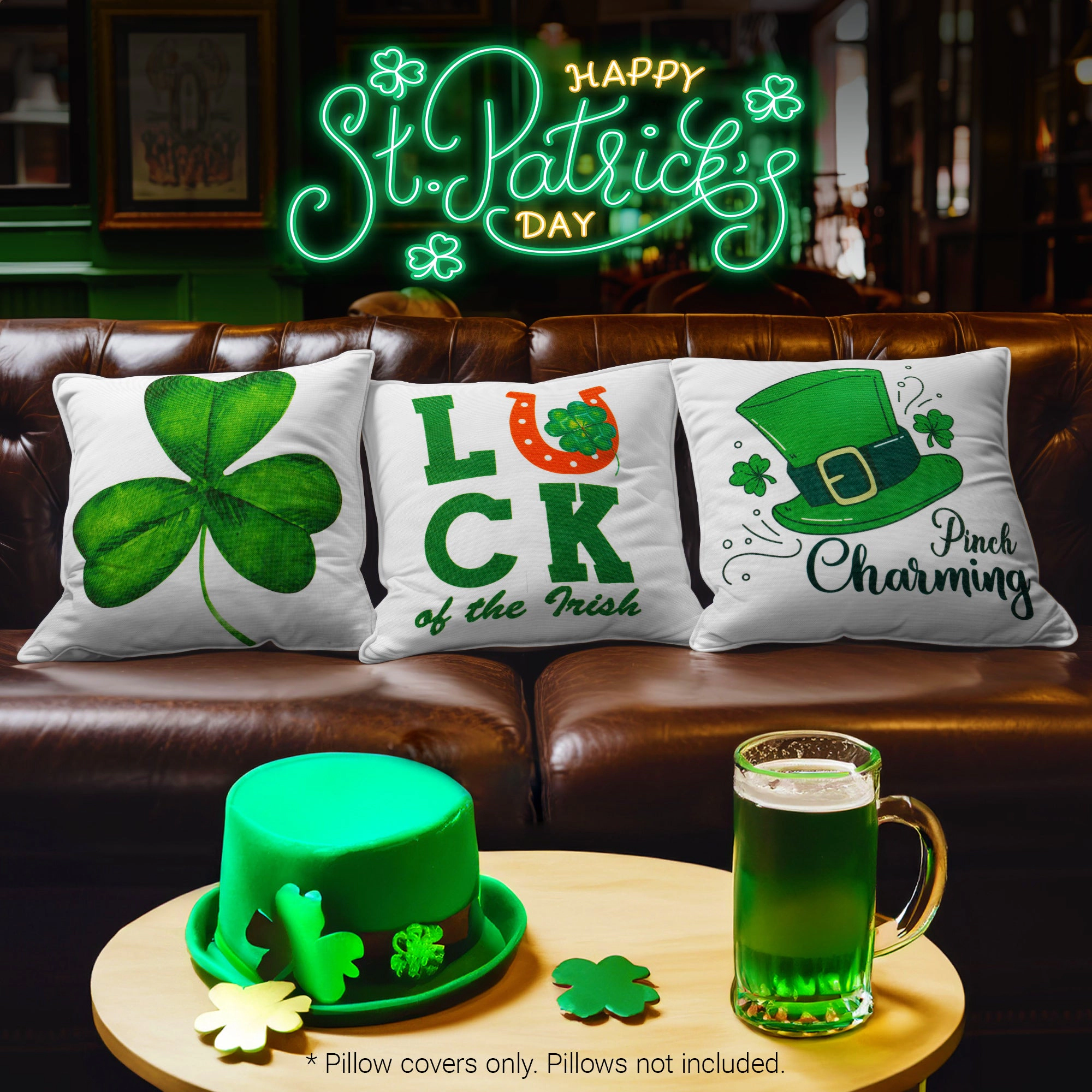G128 Gnome Shamrock Decorative Throw Pillow Covers