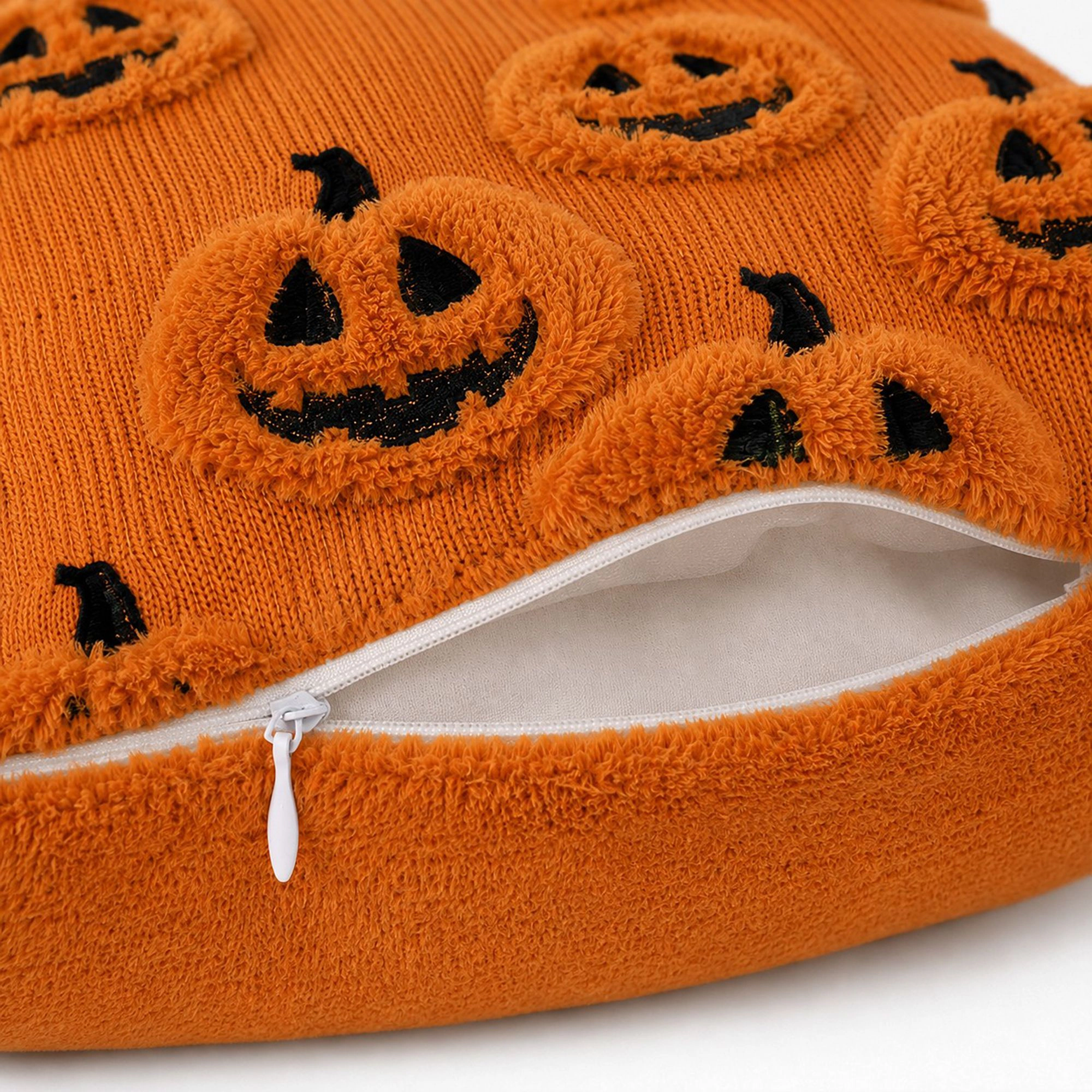 Alilang Halloween Textured Pumpkin Ghost Decorative Throw Pillow Cover
