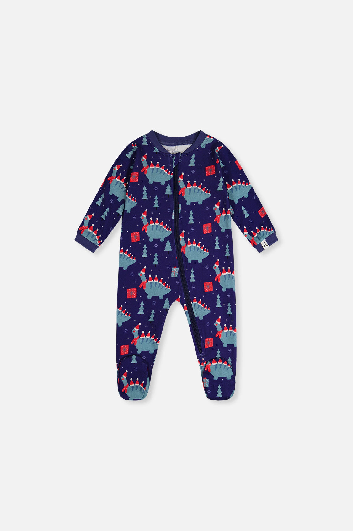 Deux par Boys Organic Cotton Dinosaur Print Front Zip Footed One Piece Pajama