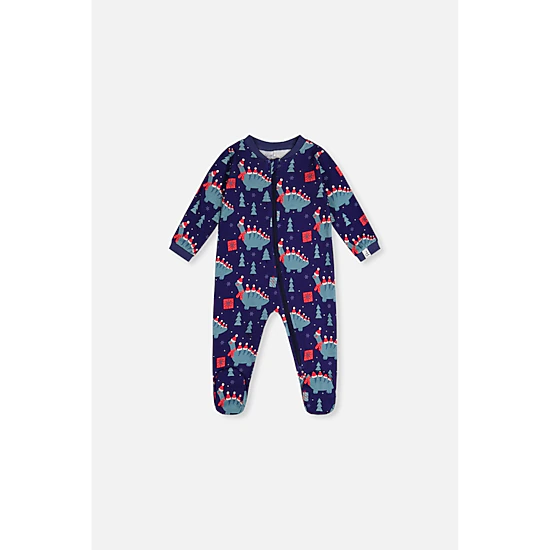 Deux par Deux Boys Organic Cotton Dinosaur Print Front Zip Footed One Piece Pajama