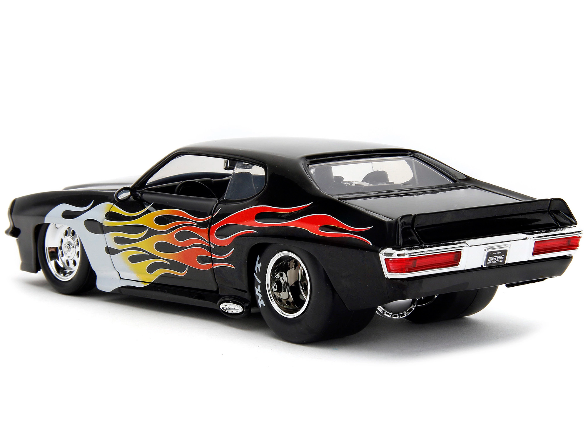 Jada 1971 Pontiac GTO Black with Flame Graphics "Bigtime Muscle" Series 1/24 Diecast Model Car by Jada