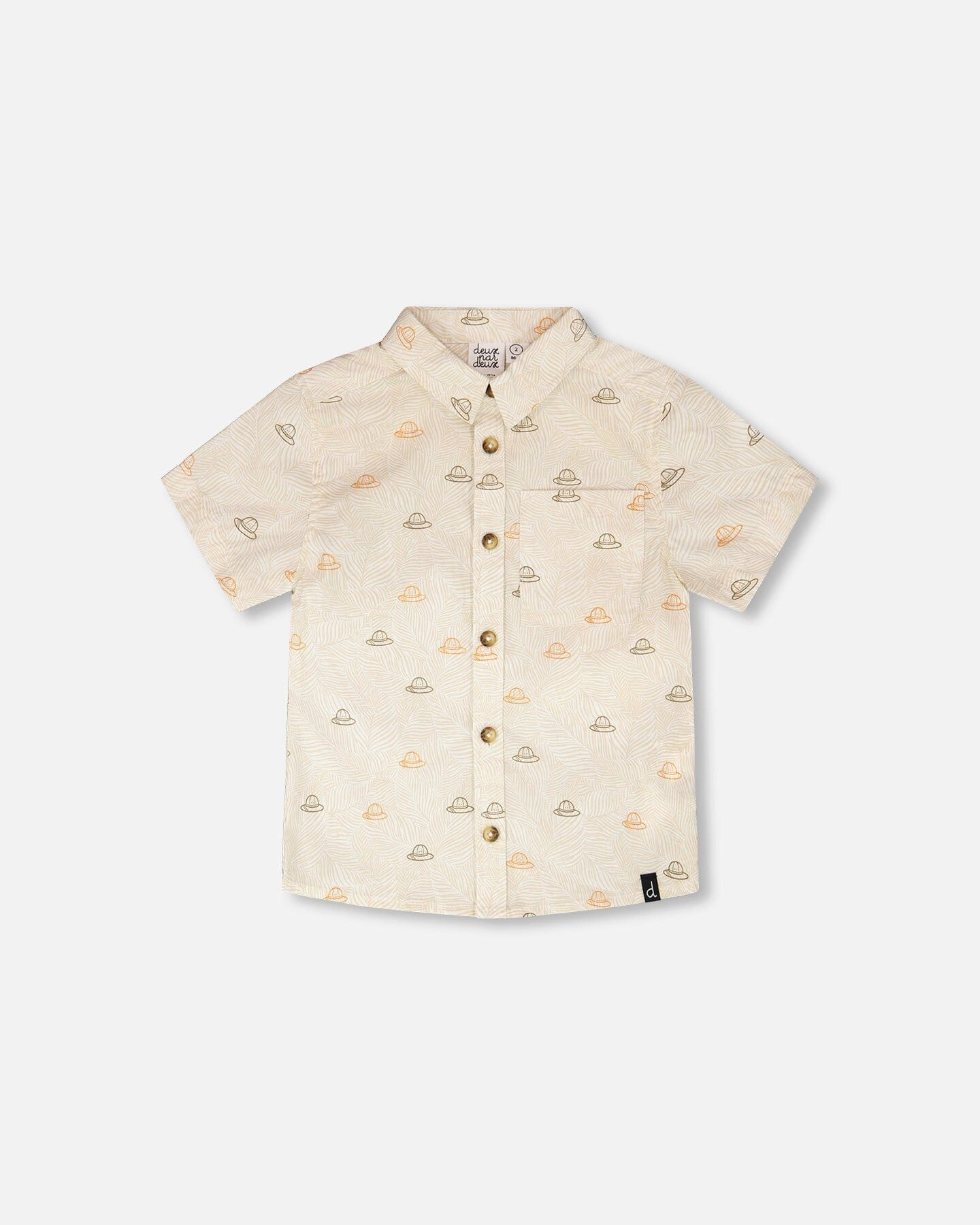 Deux par Boys Poplin Shirt Safari Print