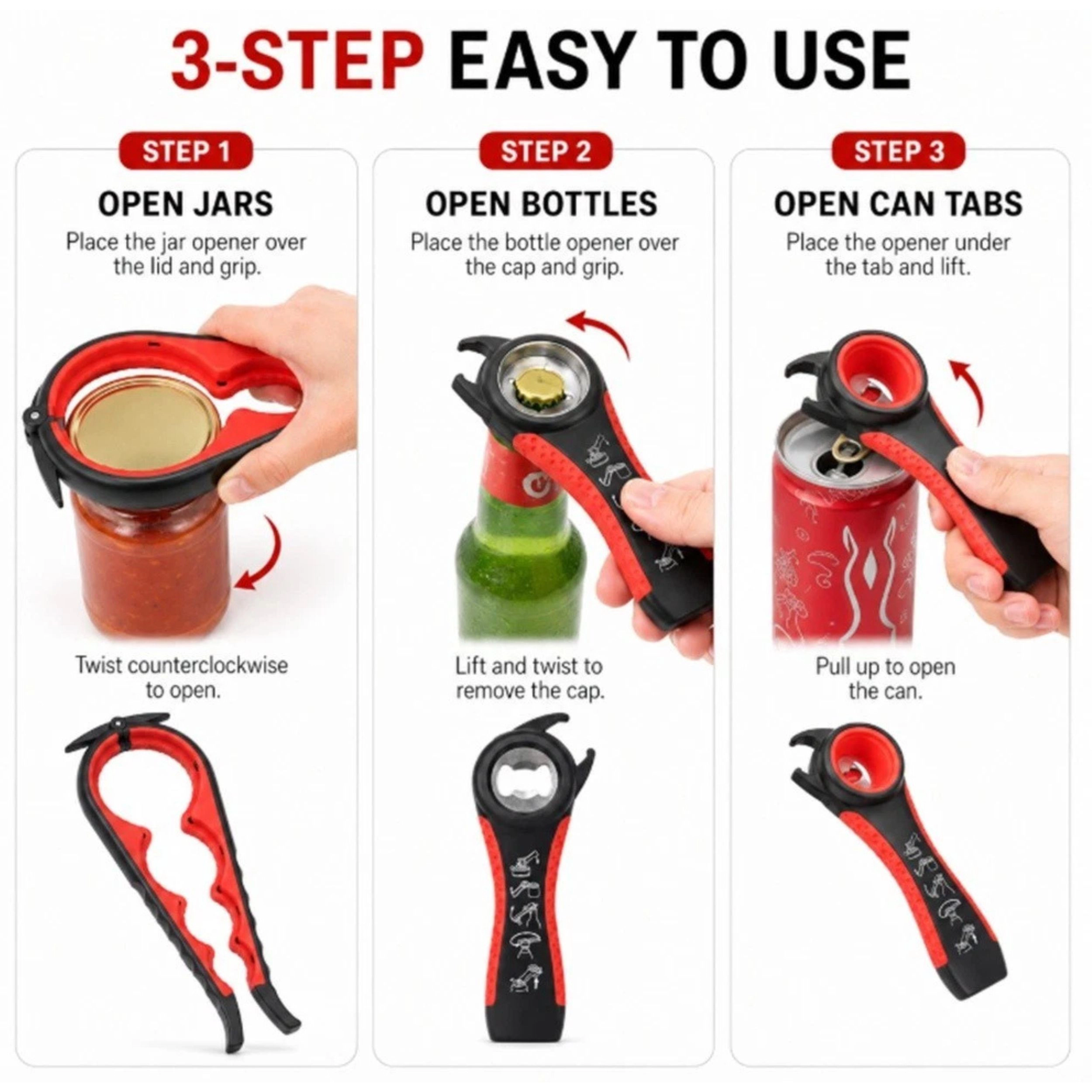 Home Collection 5-in-1 Multi-Function Jar Bottle Can Opener Kitchen Tool