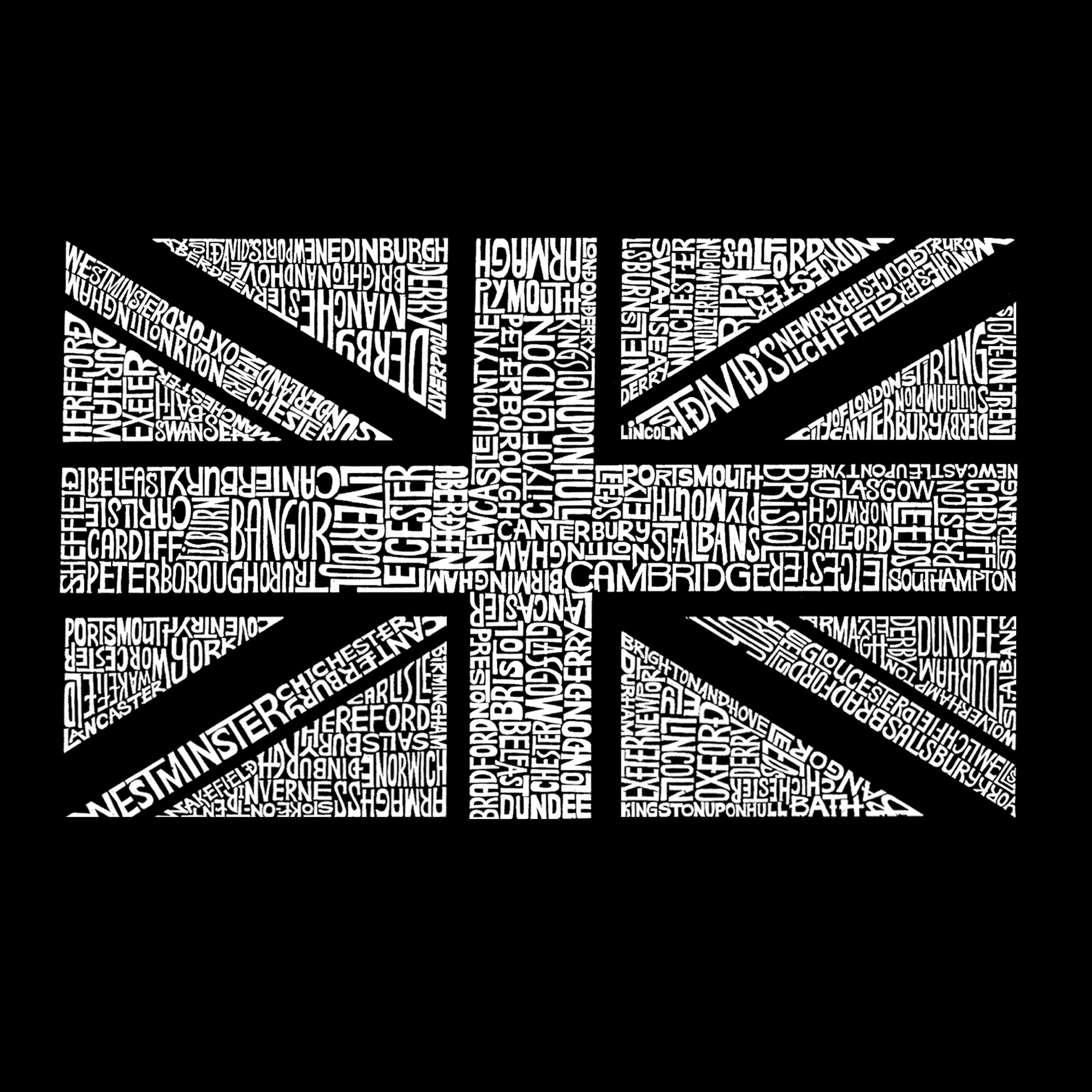 LA Pop Art Men's Union Jack Word T-Shirt