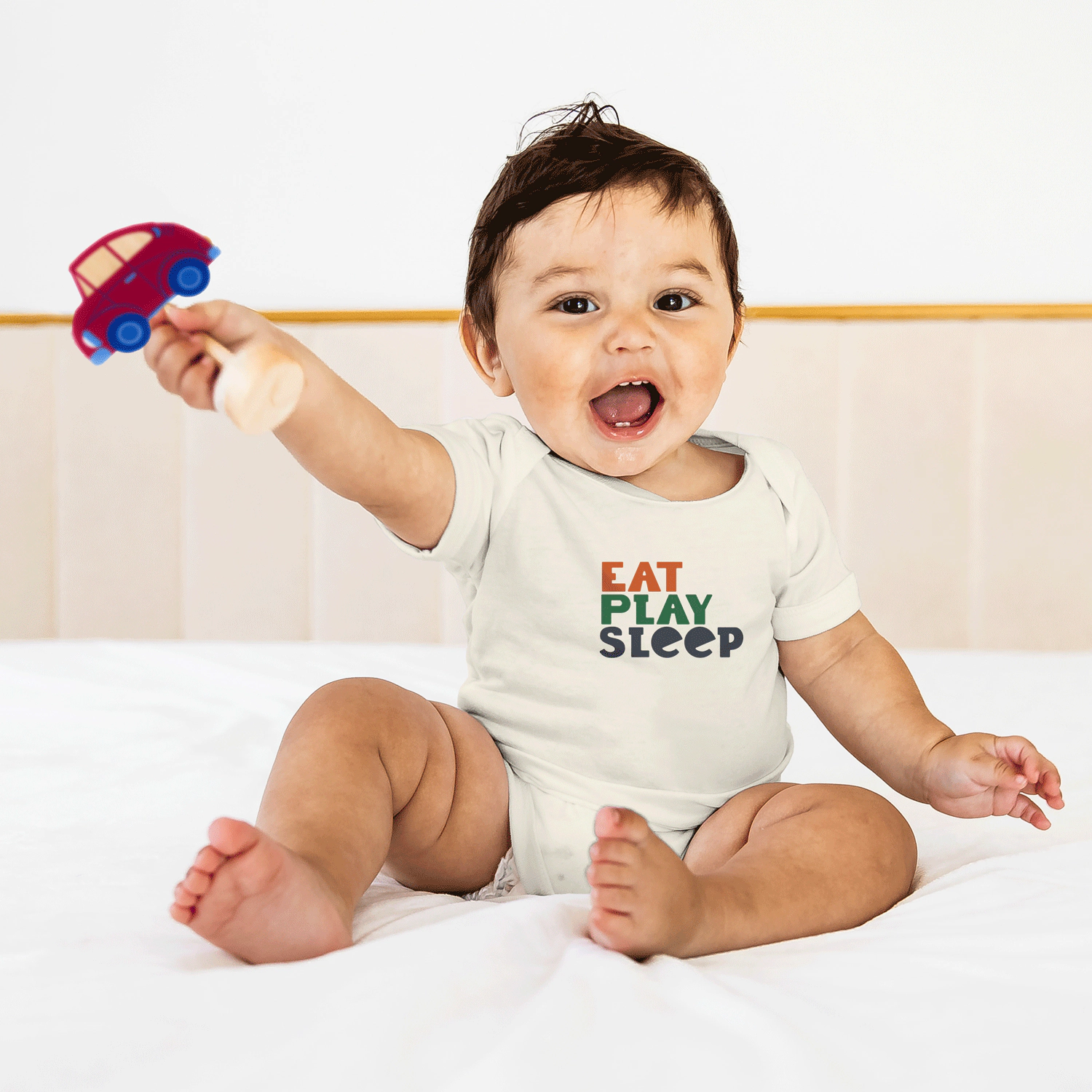 Grasp & Giggle Car Rattle, Wooden Baby Toy Made in USA