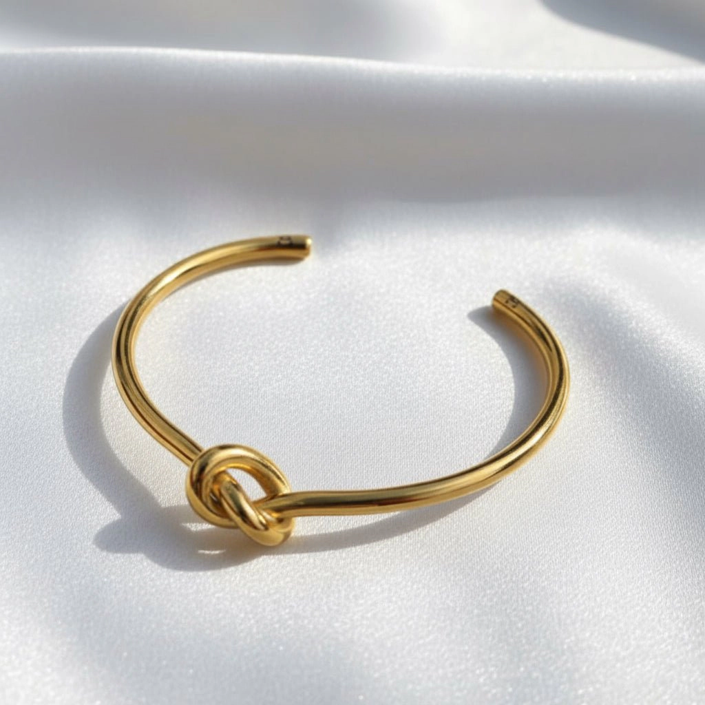 DressAtR Women's Knot 18K Gold Plated Bangle Bracelet
