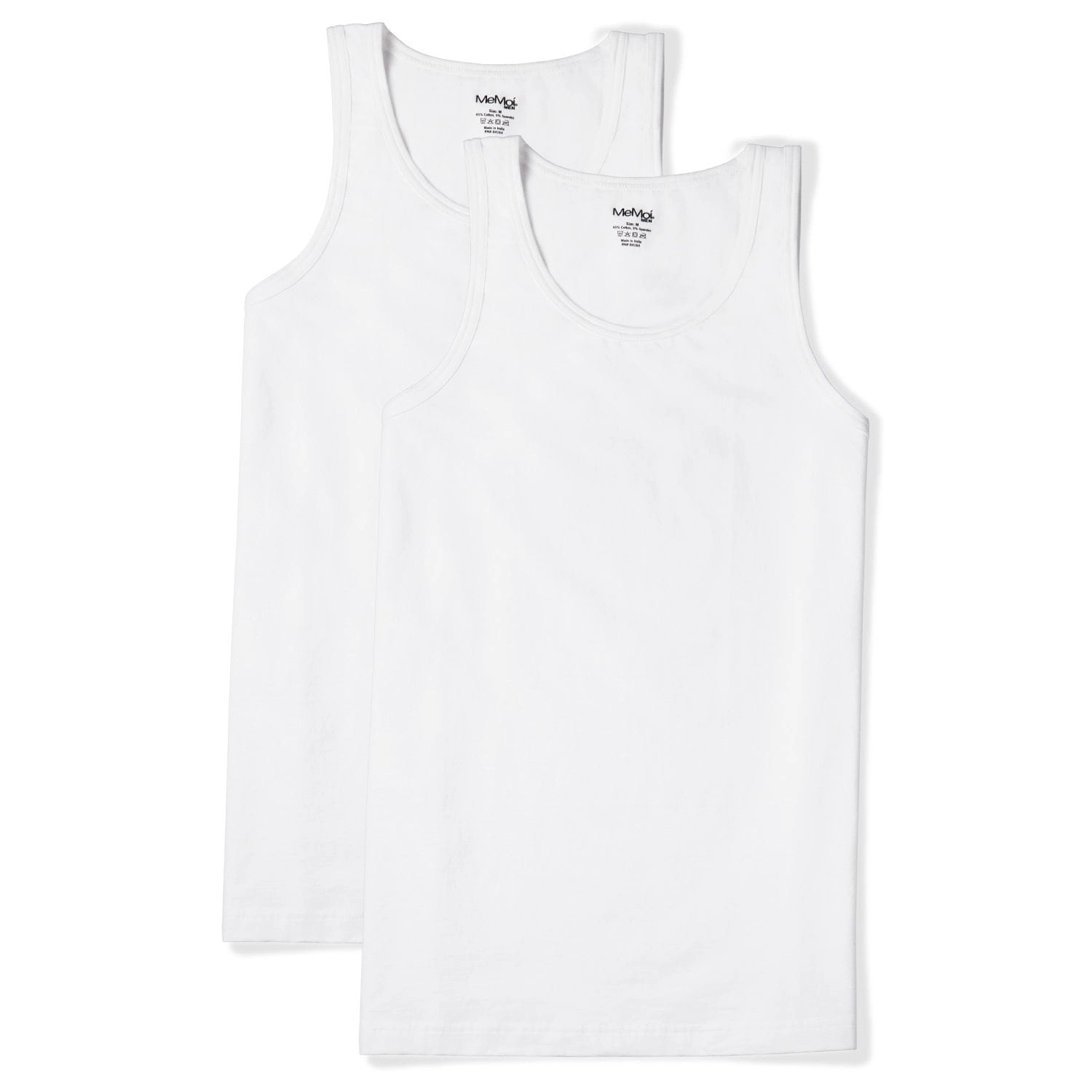 MeMoi 2 Pair Men's Sleeveless Cool Cotton Stretch Crewneck Tank Undershirts