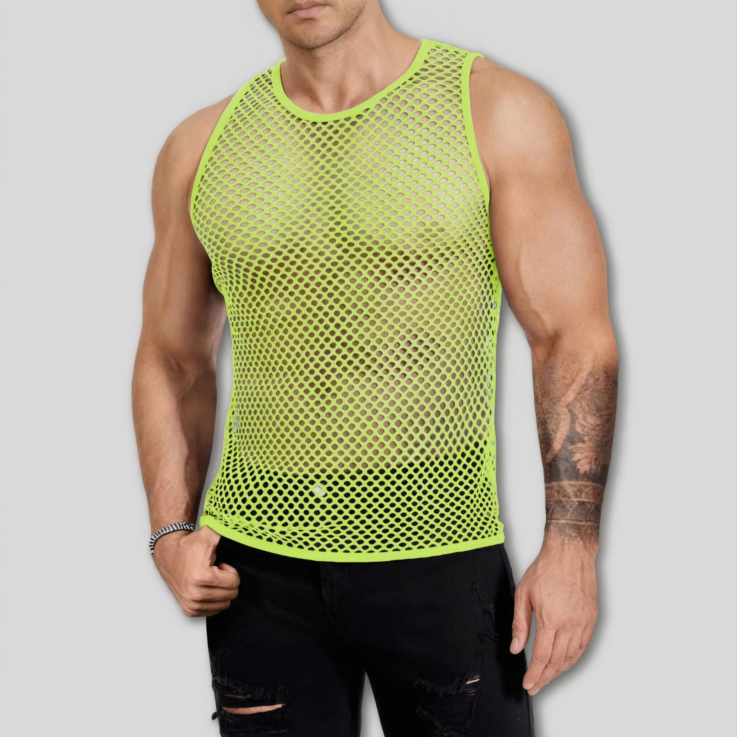 COOFANDY Men's Mesh Sleeveless Crew Neck Tank Top