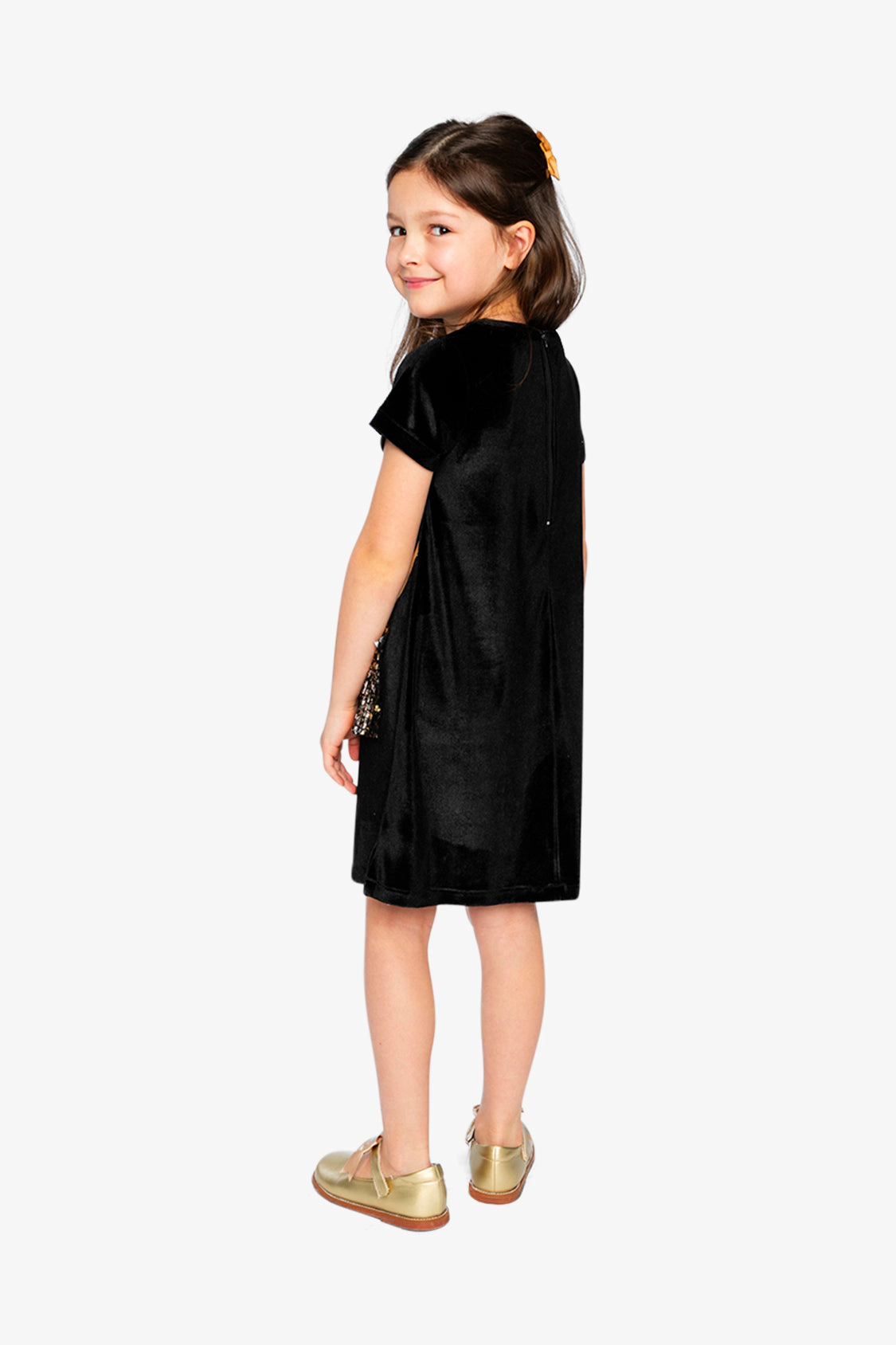 Deux par Girls Sleeveless A-Line Dress with Metallic Bag Appliqué