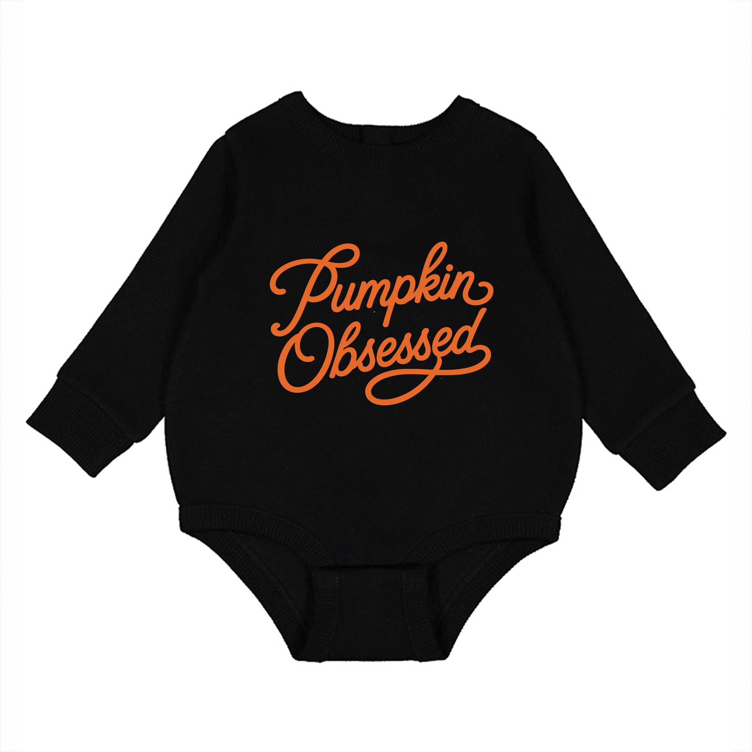 The Juniper Shop - Infant Fleece BodySuit Pumpkin Obsessed Cursive