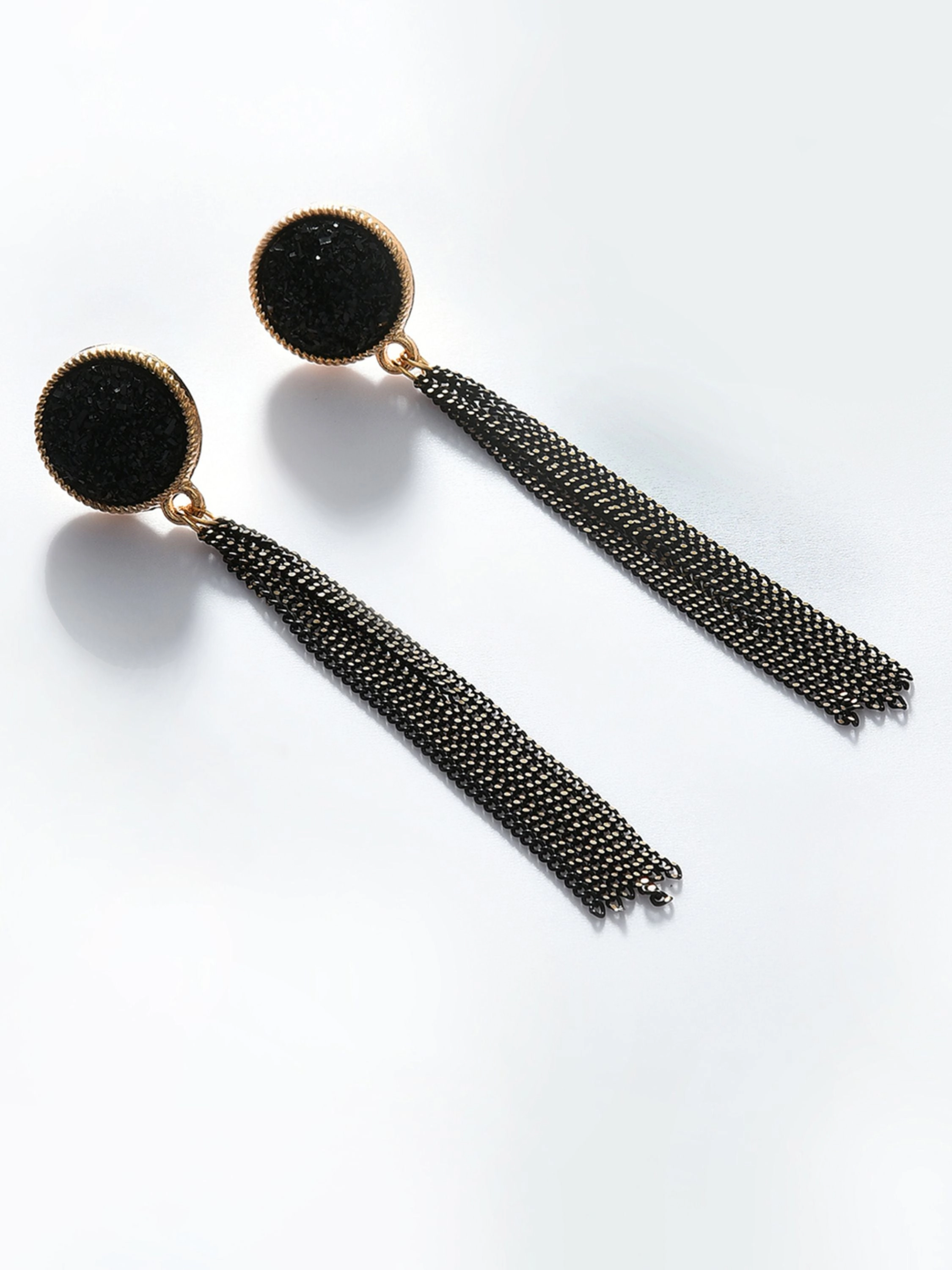 SOHI Women's Black Gold-Plated Contemporary Drop Earrings