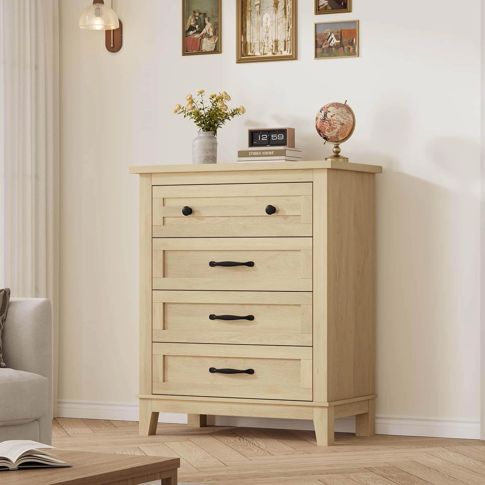 4 Drawer Dresser for Bedroom, 34.8" Tall Freestanding Wooden Chest