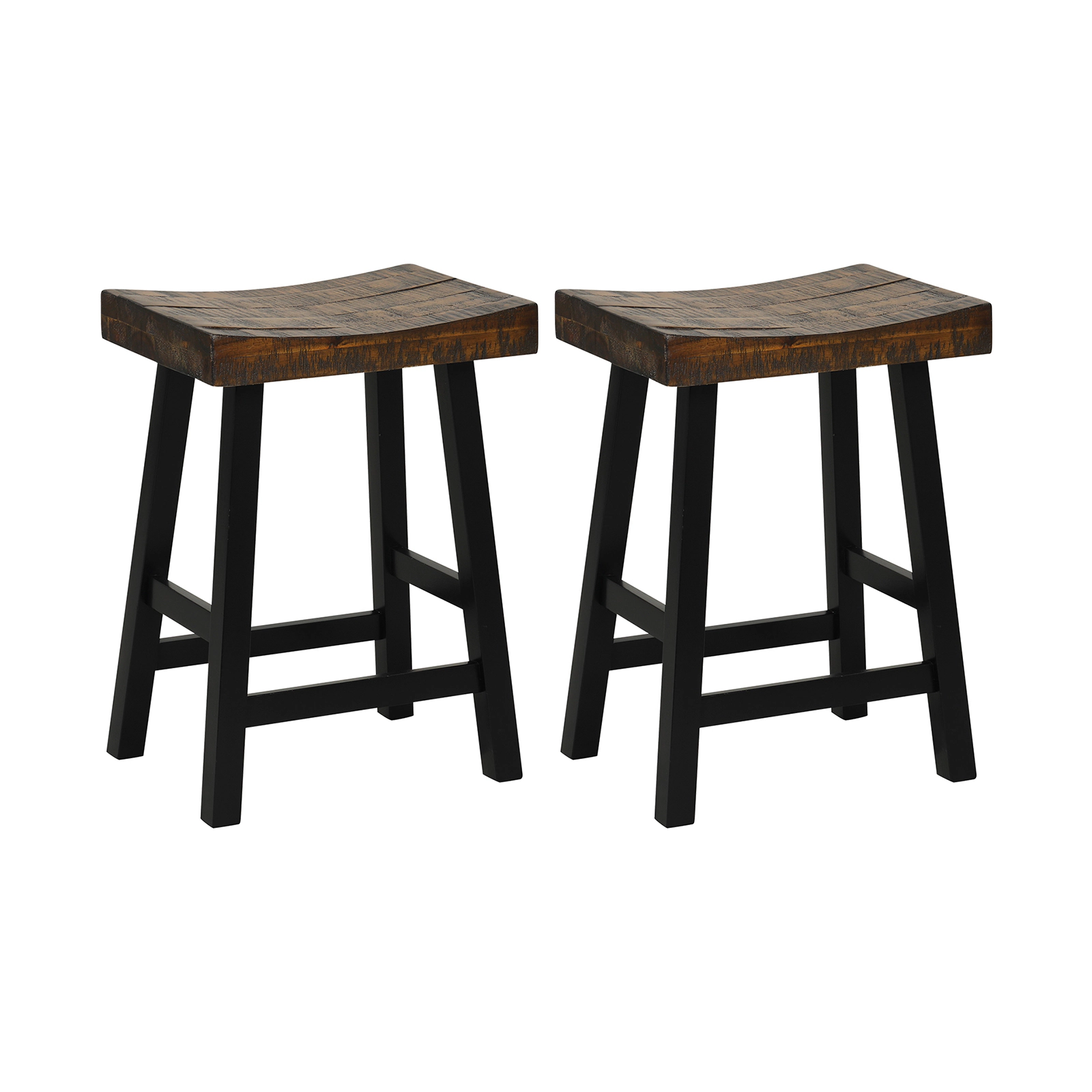 SUGIFT Solid Wood Saddle-Seat Counter Stool Curved Seat Surface 220-lb Capacity 24-in & 29-in Heights with Footrests