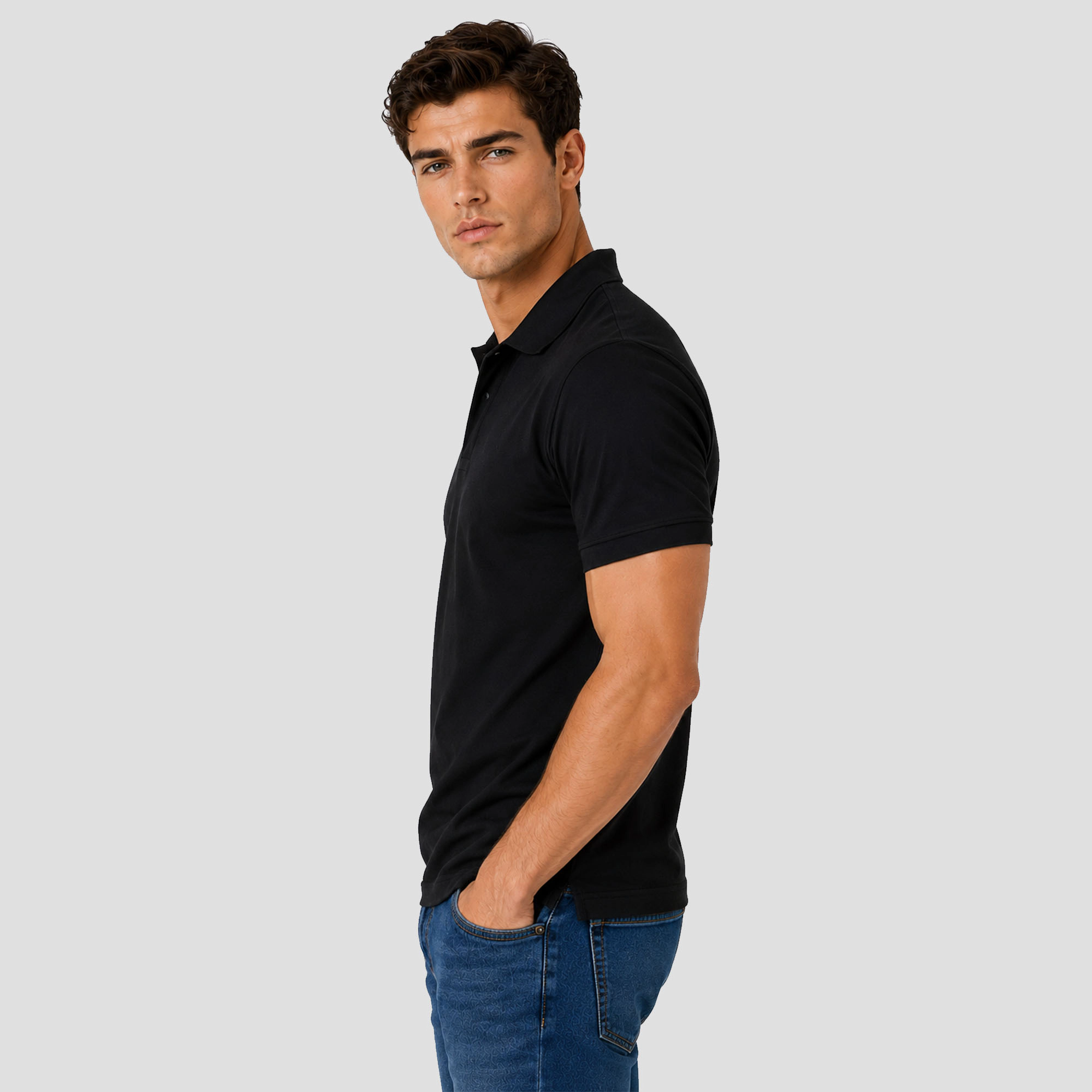 Men's Short Sleeve Solid Stretch Performance Polo Shirt