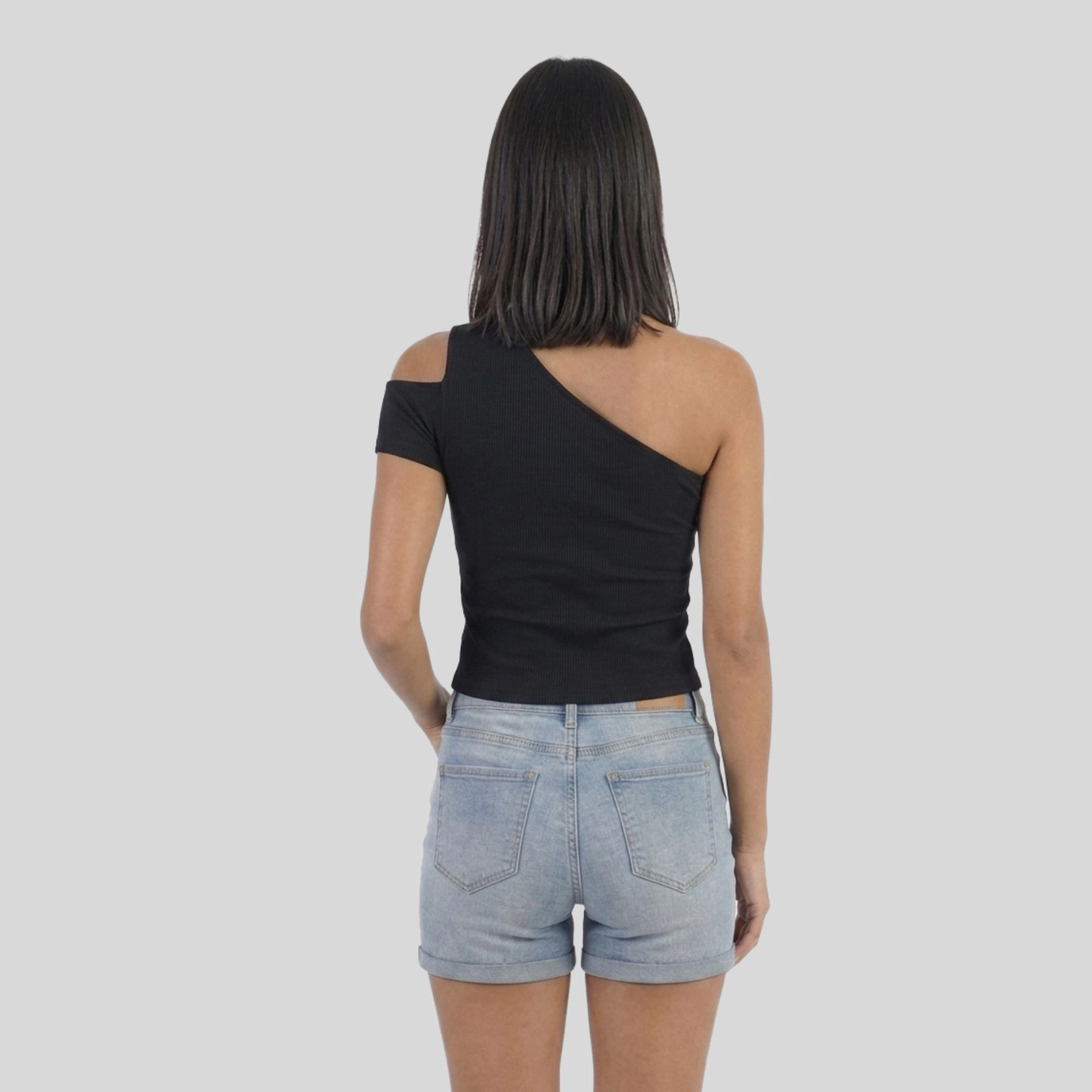 Artyska Women's One Shoulder Ribbed Knit Casual Crop Tops