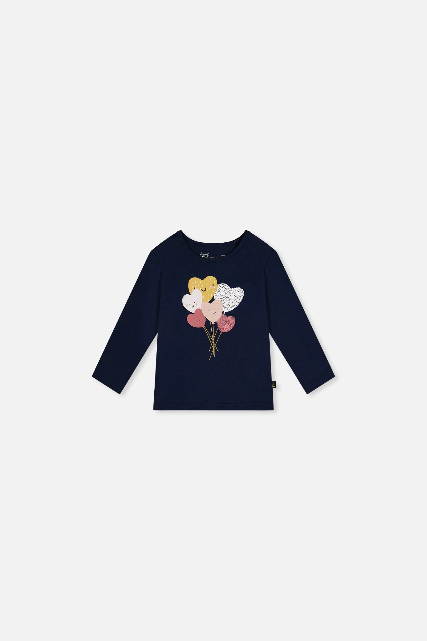 Deux par Girls Glittery Heart Balloon Organic Cotton Long Sleeve T-Shirt
