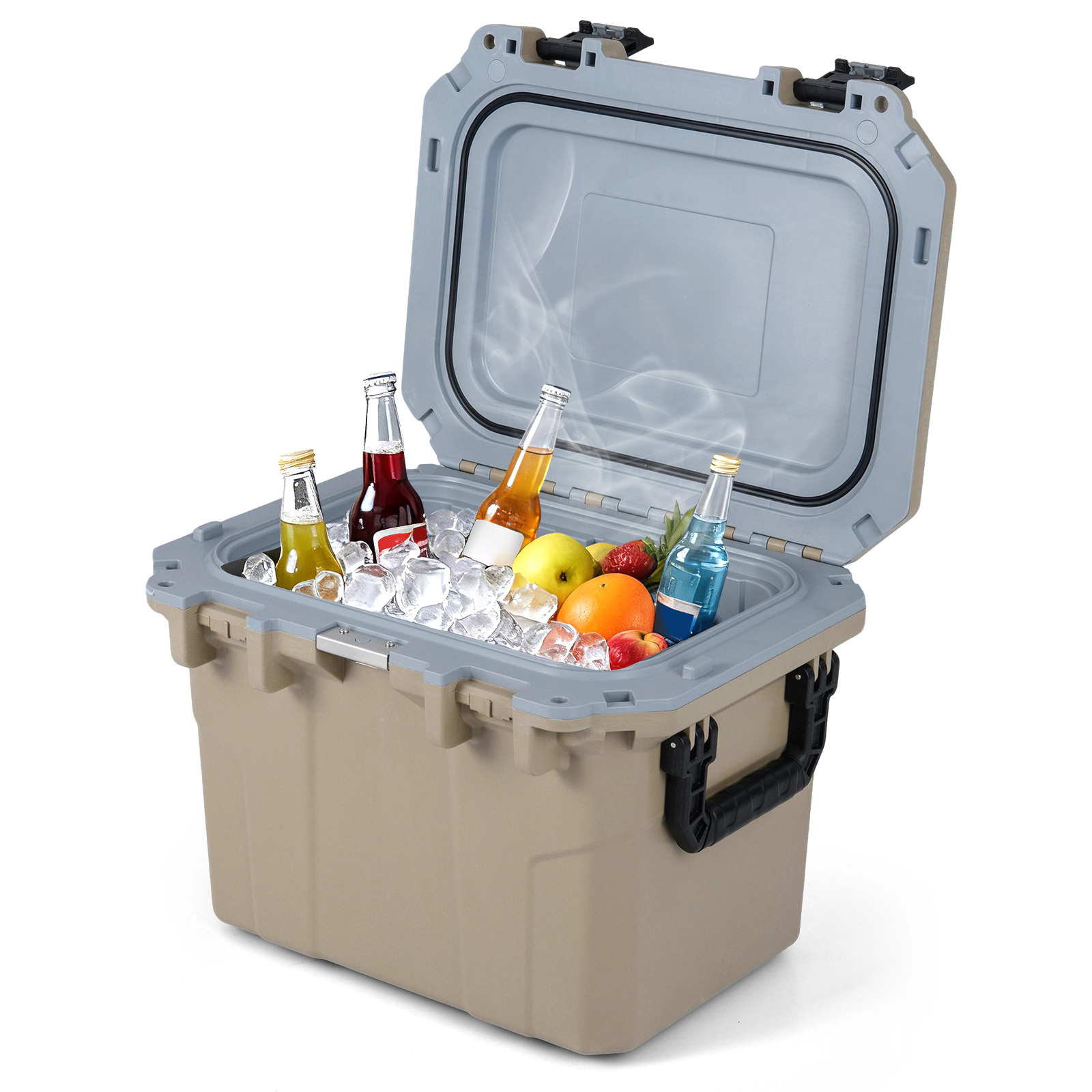 SUGIFT 53-Quart Coffee Injection Molded Hard Cooler with Silicone Seal 26-in W 20-in D 19-in H 660-lb Lid Capacity