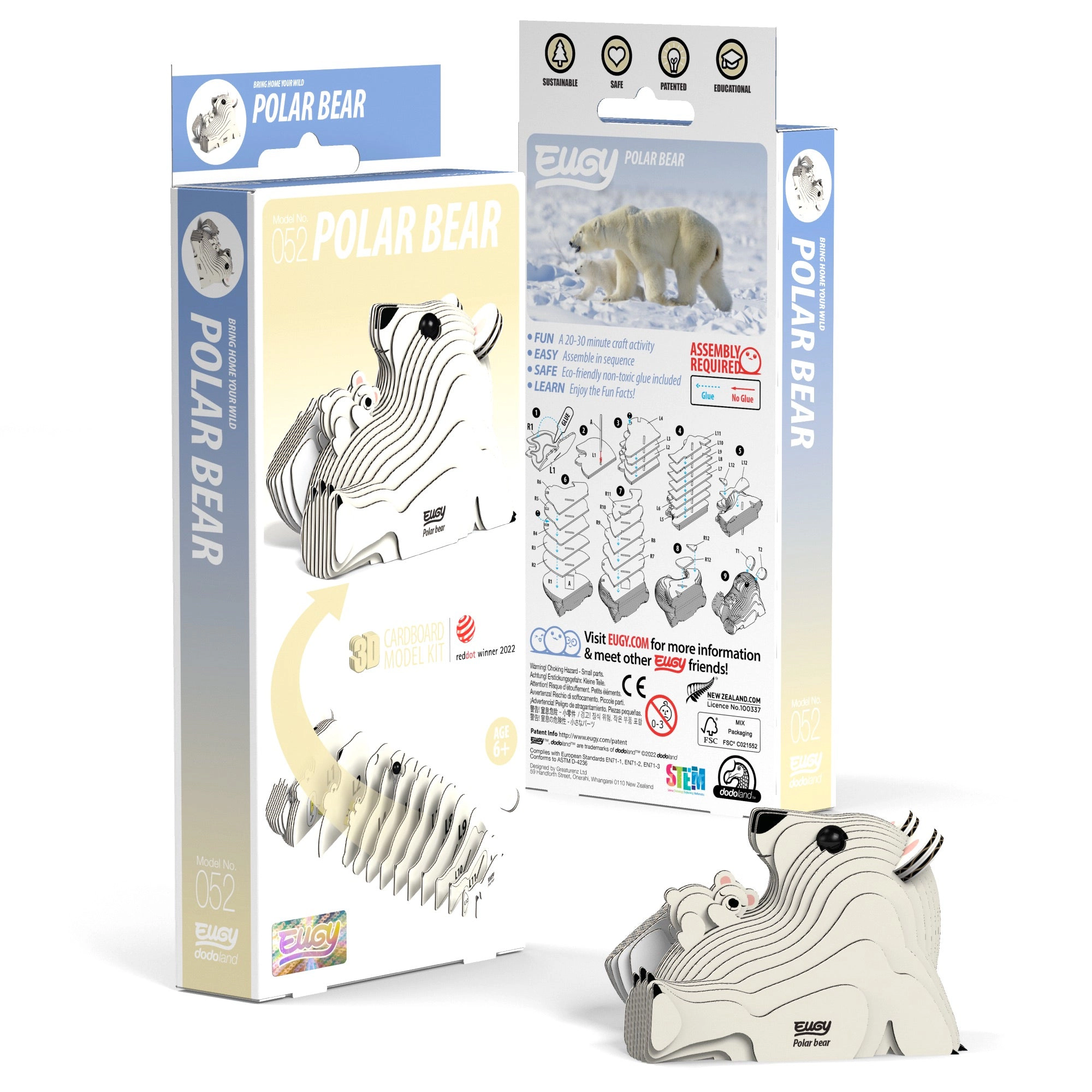 EUGY Polar Bear 3D Puzzle - contains 30 puzzle pieces