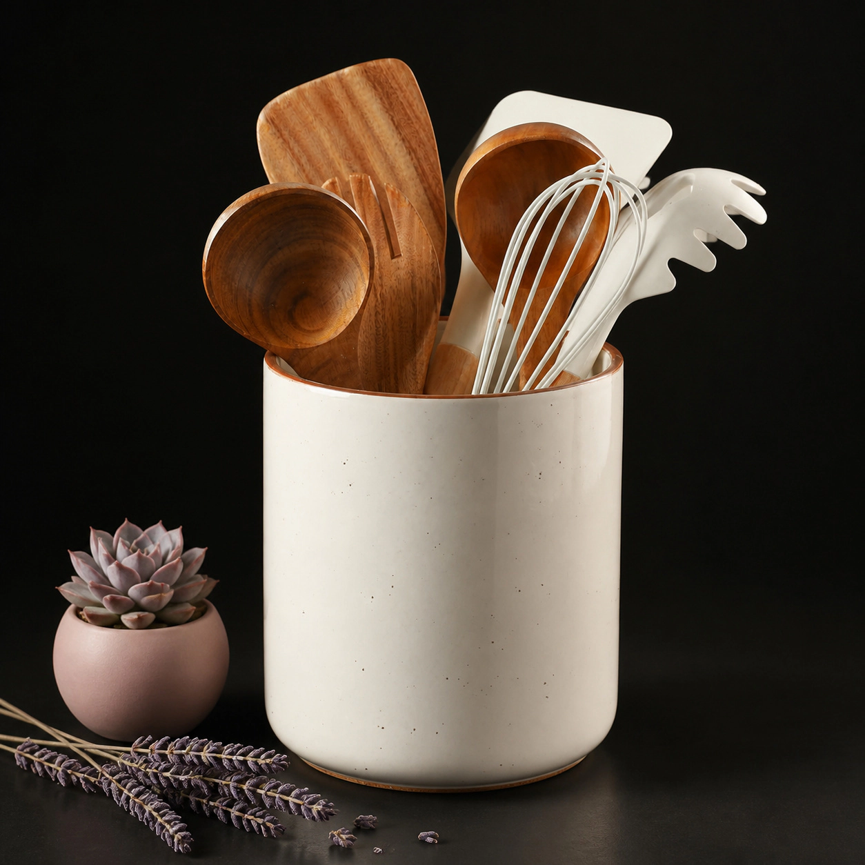 WZK Farmhouse Ceramic Kitchen Utensil Holder