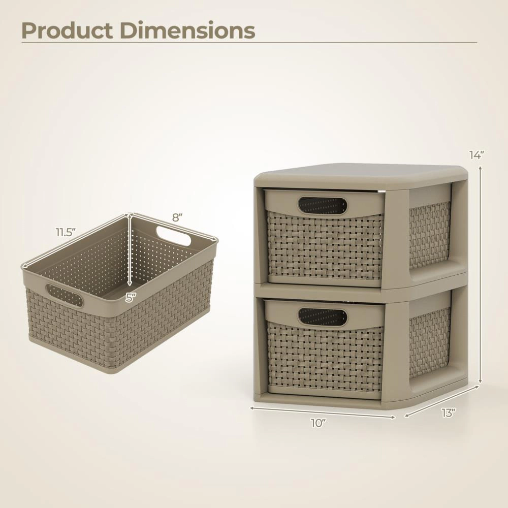 Hivvago 2-Drawer Storage Organizer With Wicker Patterns