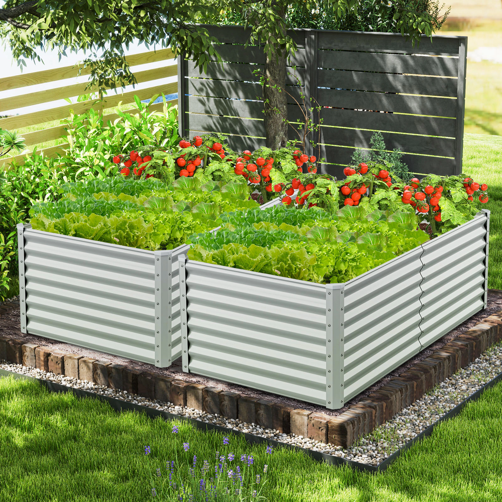 SlickBlue Gray Metal Raised Planter Box for Outdoor Gardening