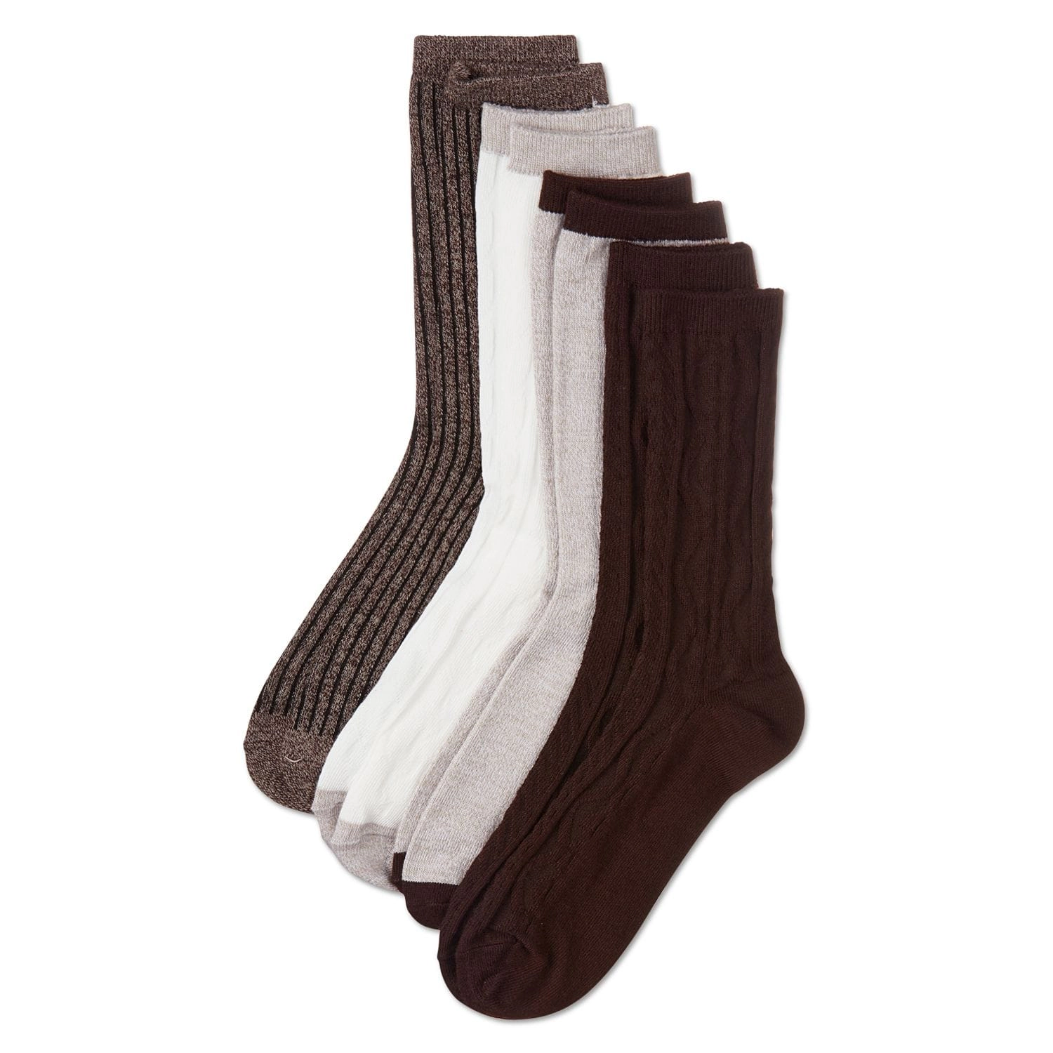 MeMoi Women's 4 Pair Pack Textured Buttersoft Crew Socks
