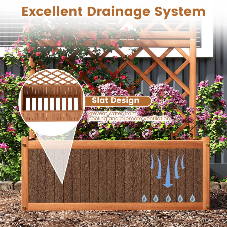 Hivvago Wooden Raised Garden Bed with Trellis 63 Inch Tall Garden Planter