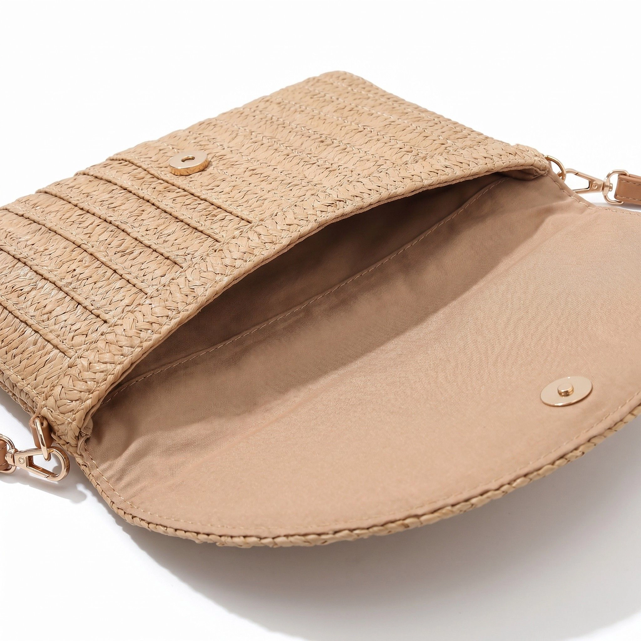 Alilang Women's Woven Straw Crossbody Clutch Bag with Flap Closure Adjustable Strap Lightweight Shoulder Handbag