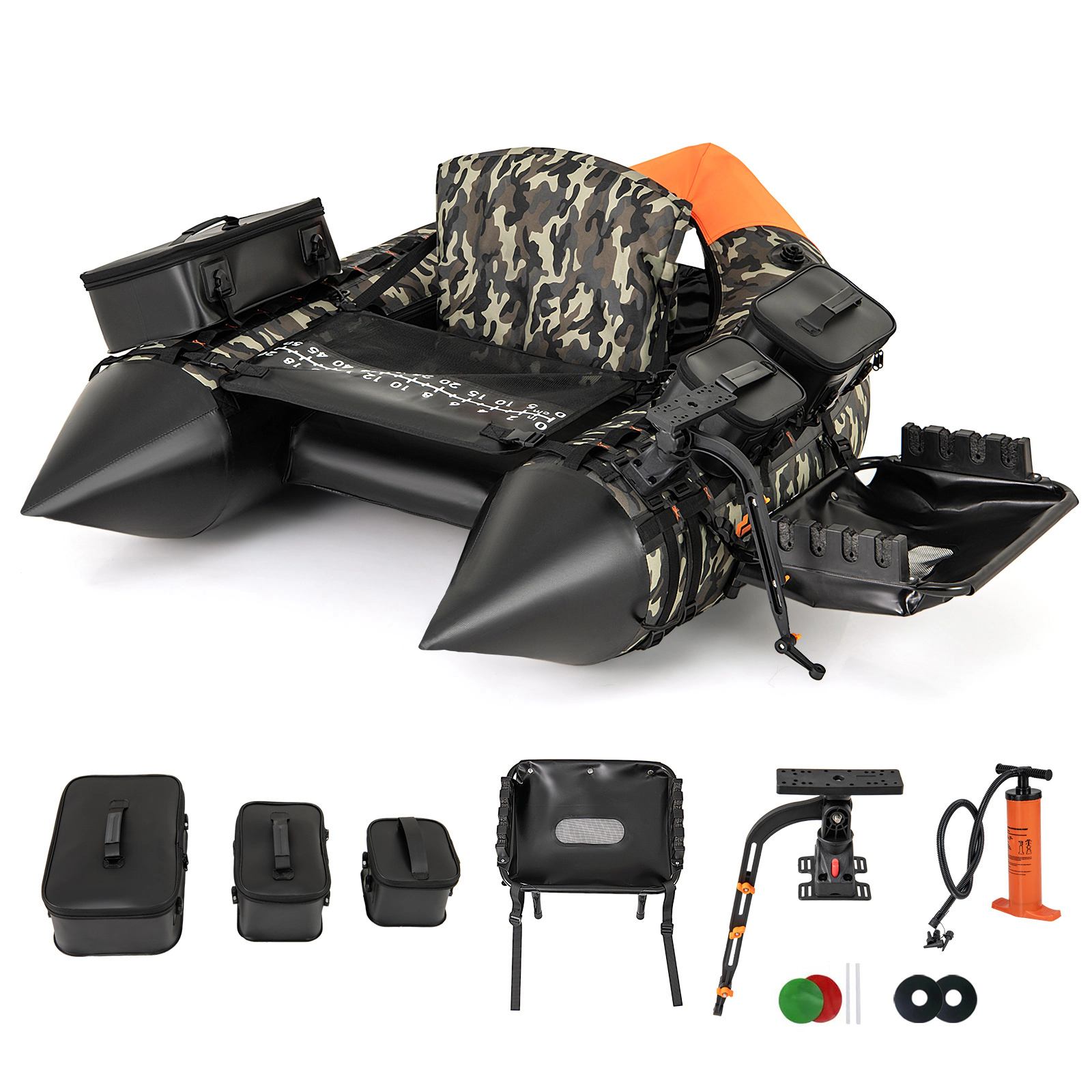 SUGIFT Adult Camouflage Fishing Float Tube with Rod Holder and Storage Basket 41.5-in W 287-lb Load Capacity