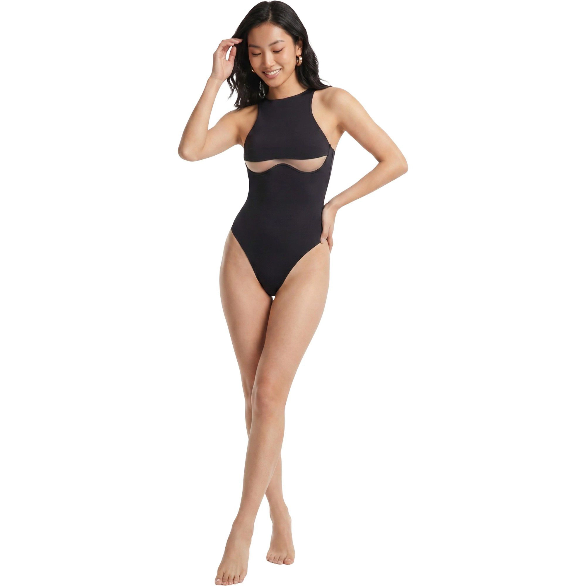 Anna-Kaci Women High Neck Cutout One-Piece Swimsuit