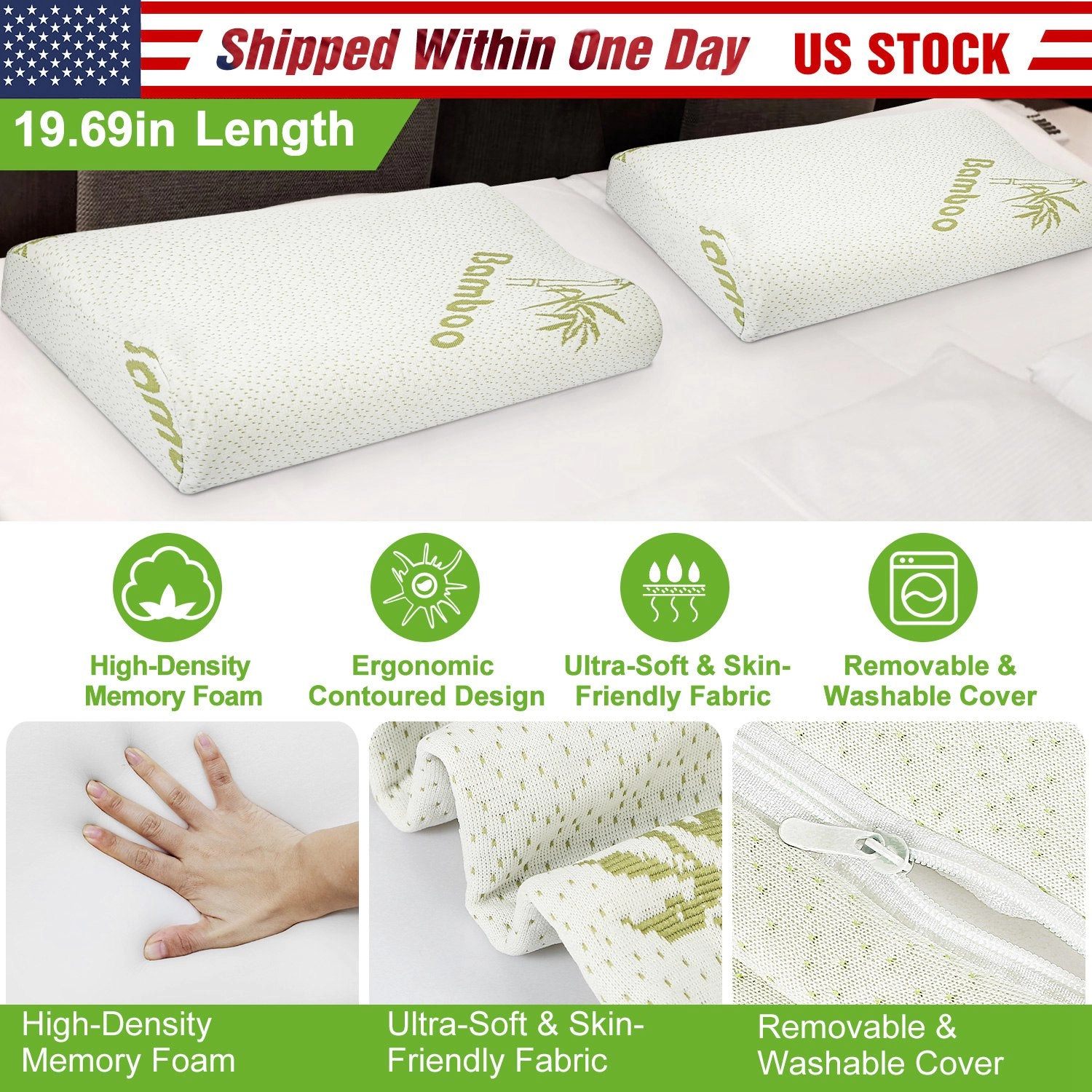 GBruno Contoured Memory Foam Cervical Support Pillow